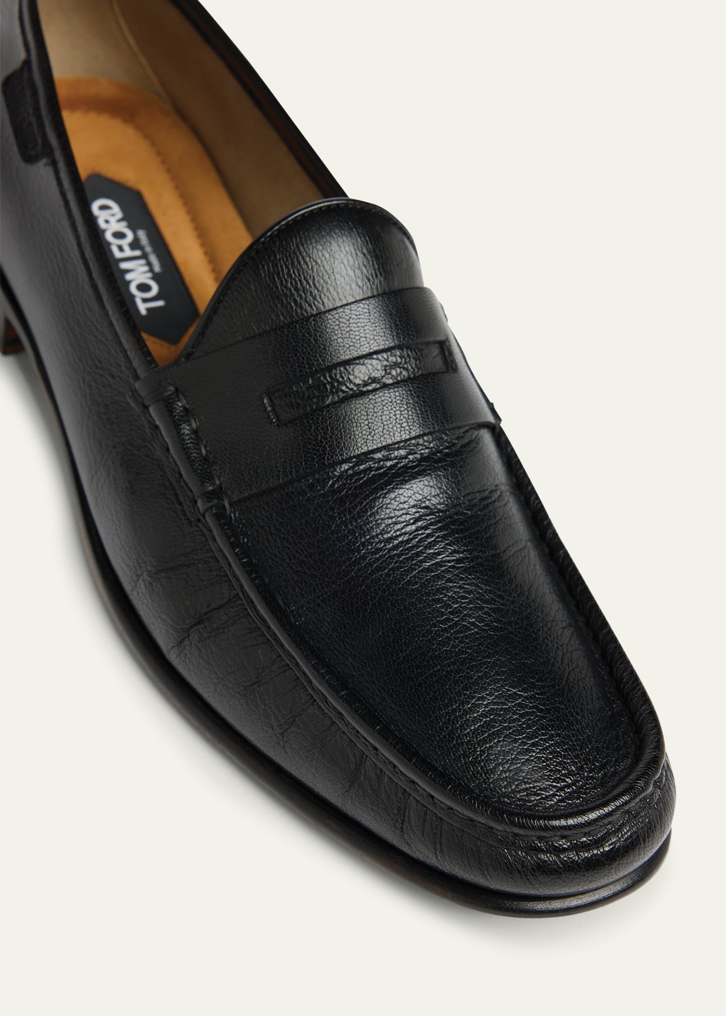 Men's York Grained Leather Penny Loafers - 6