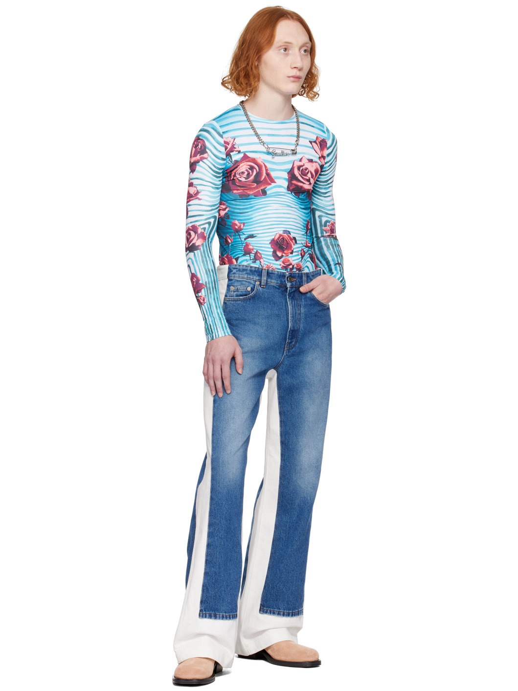 Blue & Red Floral Long Sleeve T-Shirt - 5