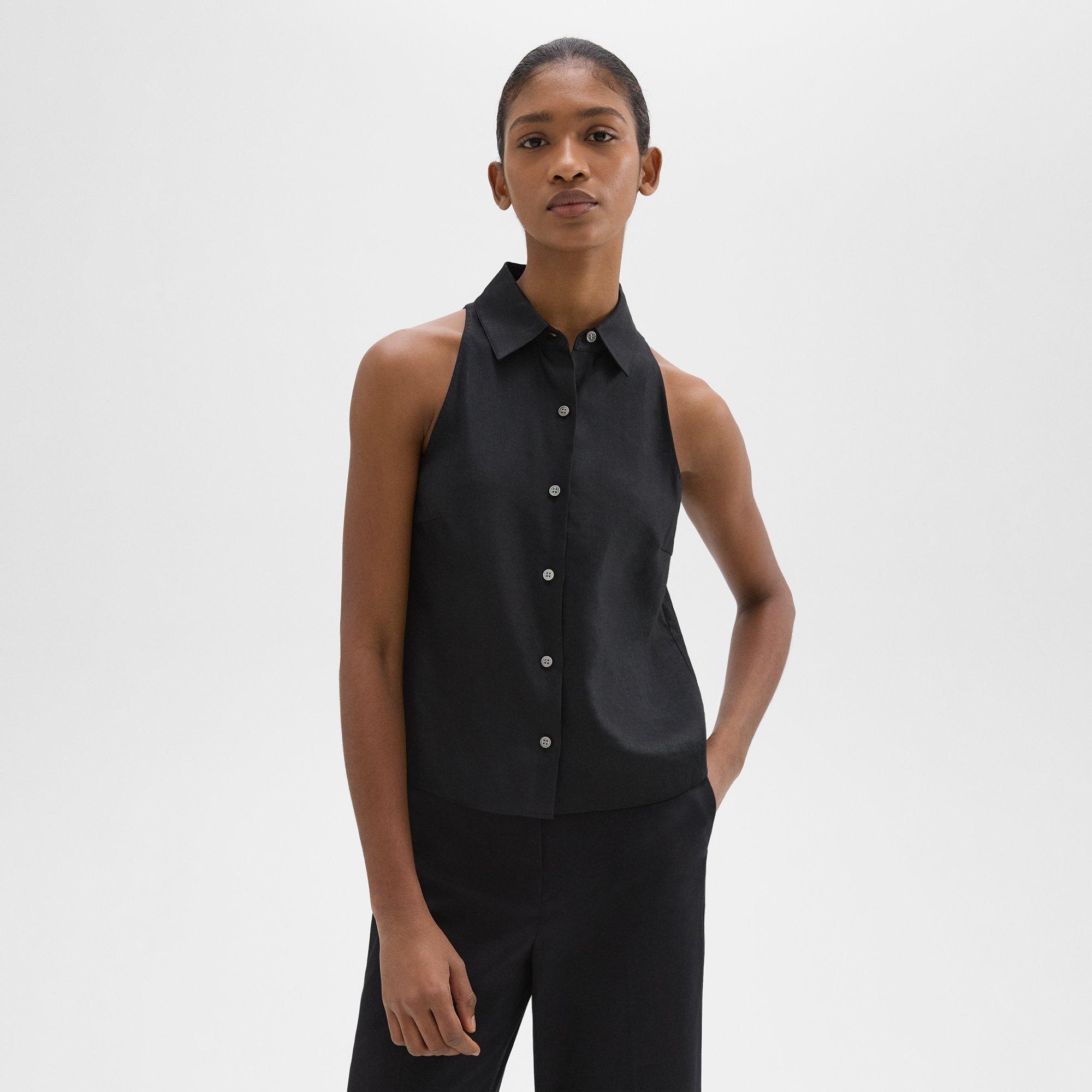Halter Neck Shirt in Linen-Viscose - 2