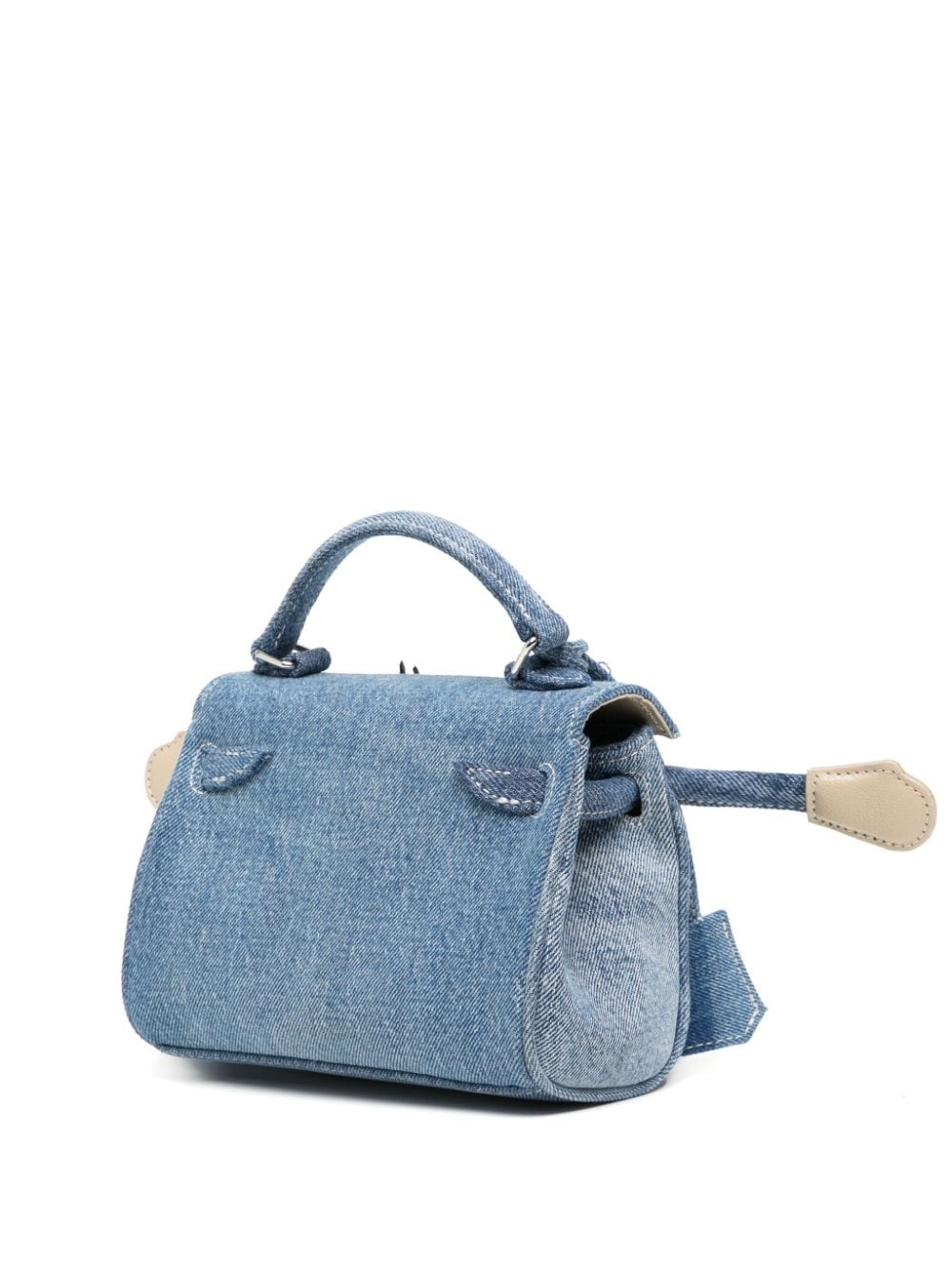 appliqué-detail denim shoulder bag - 3