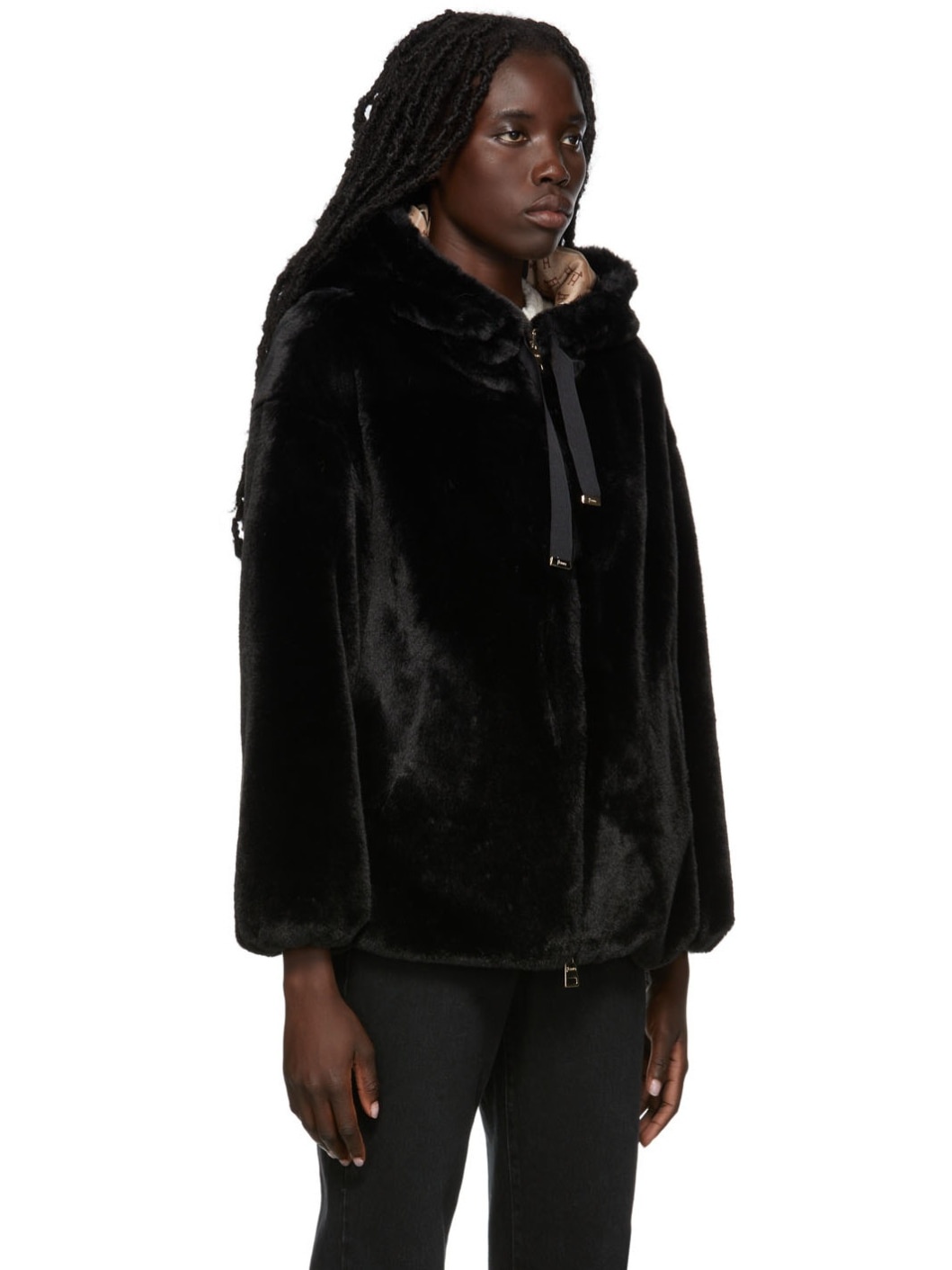 Black Faux-Fur Hooded Jacket - 2