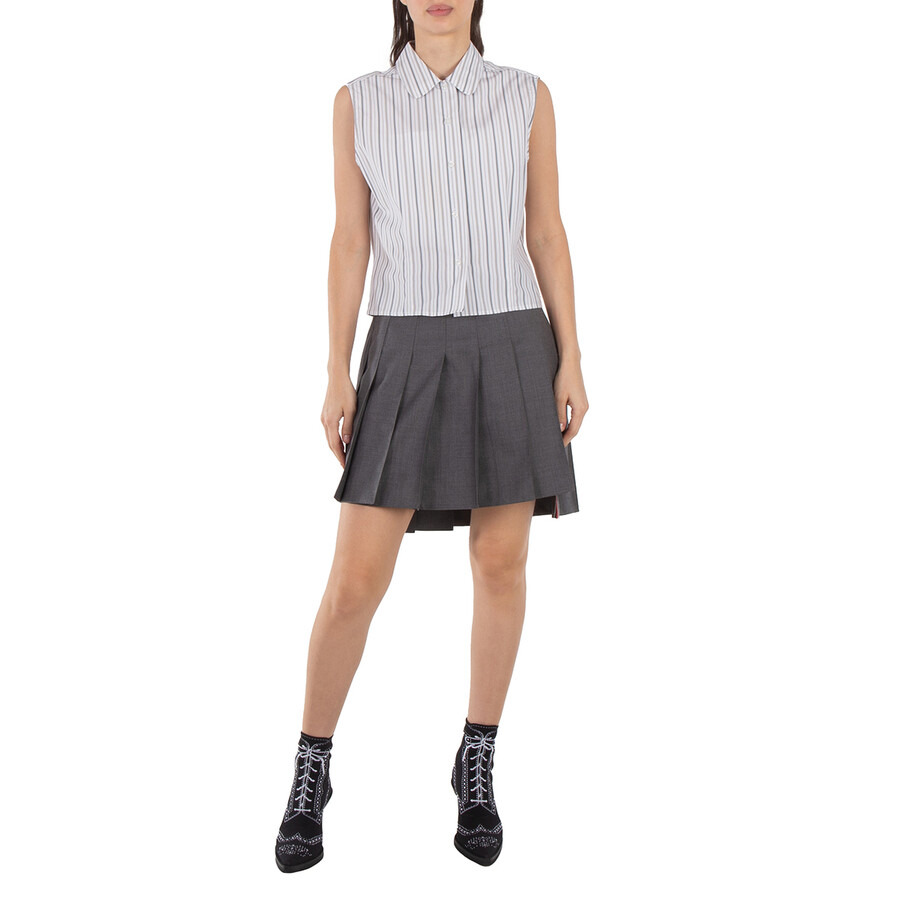 Thom Browne Striped Cotton-Poplin Sleeveless Shirt - 4