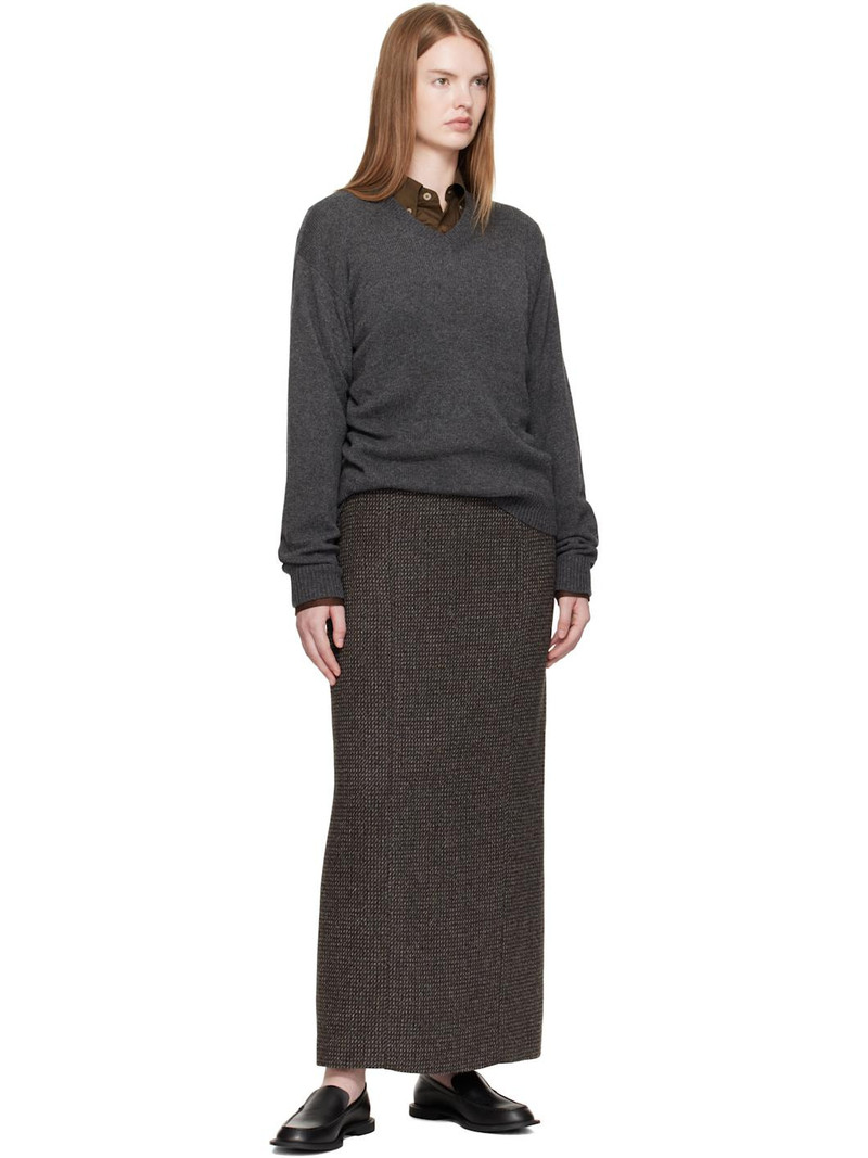 AURALEE Gray Light Cashmere Knit V-Neck Sweater outlook