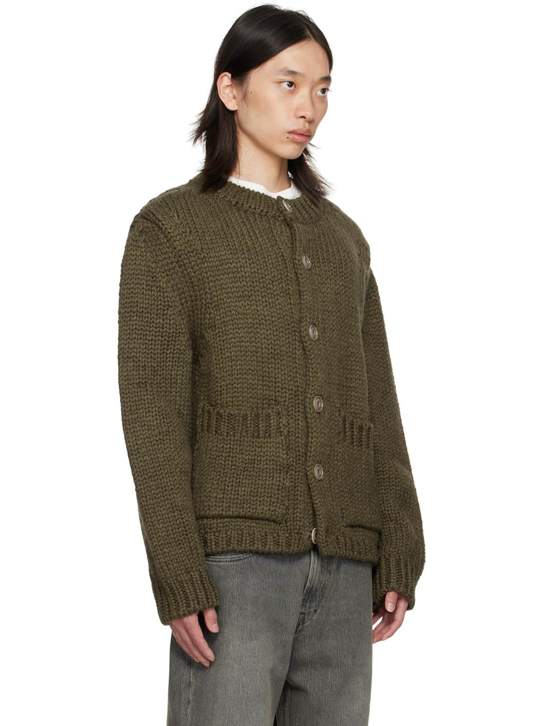 Khaki Over Cardigan - 2