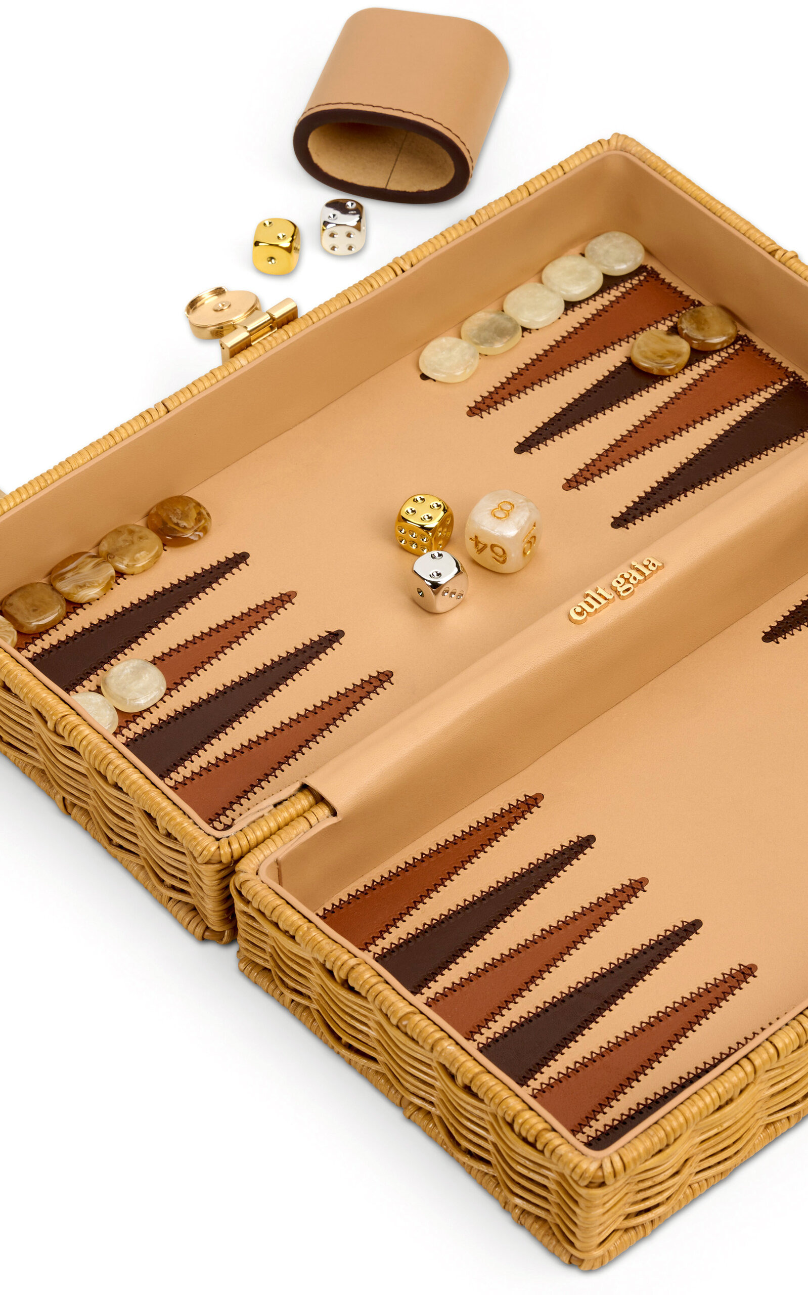 The Backgammon Wicker Clutch neutral - 6