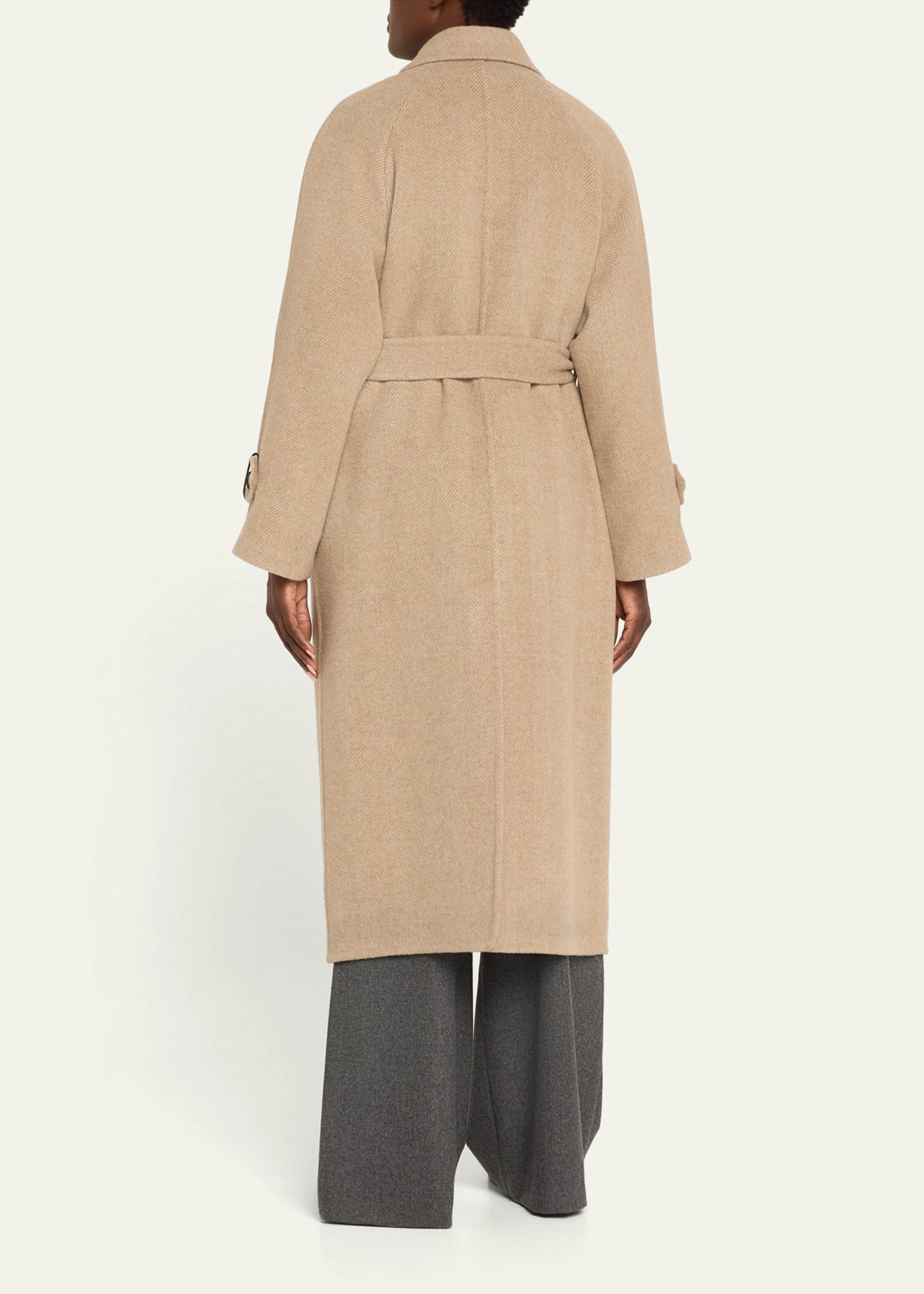 Cashmere and Wool Belted Herringbone Coat - 3