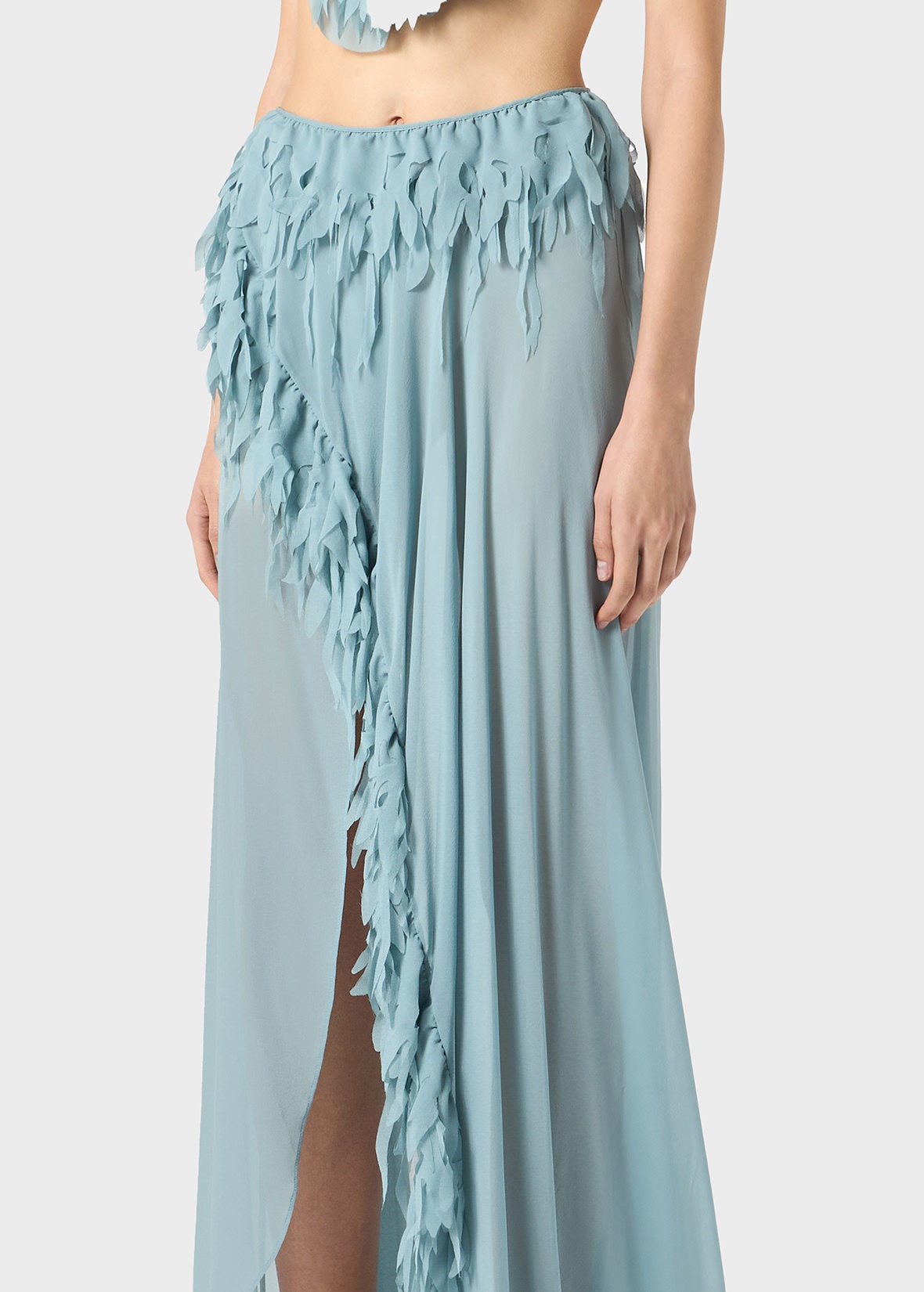LONG SKIRT IN GEORGETTE WITH FRINGES - 5