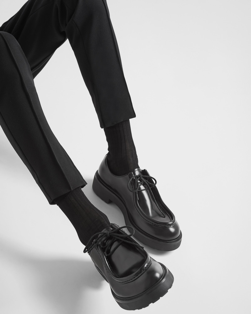 Prada Diapason opaque brushed leather lace-up shoes outlook
