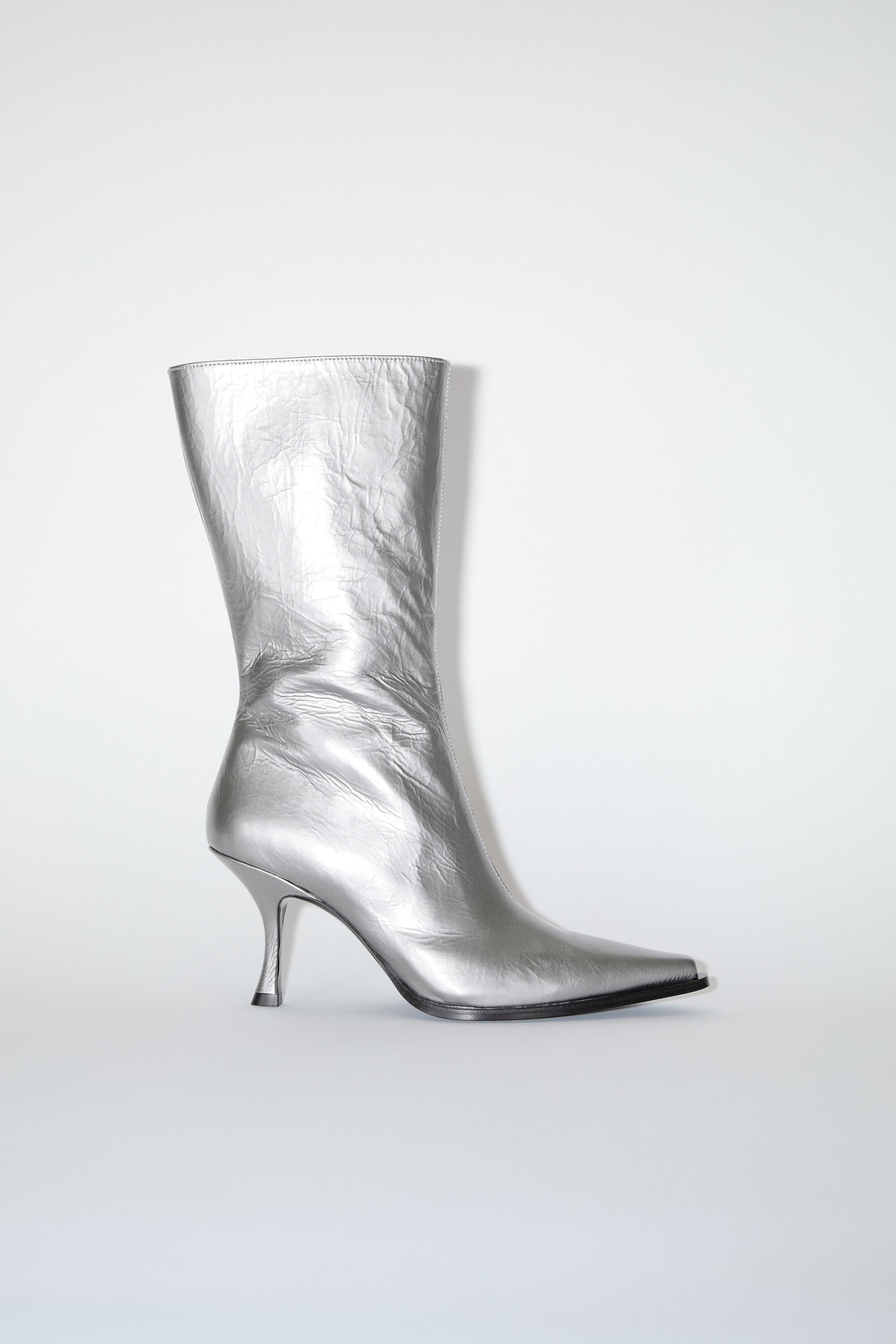 Leather heel boots - Silver - 1