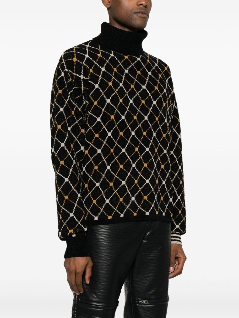 roll-neck jacquard jumper - 3