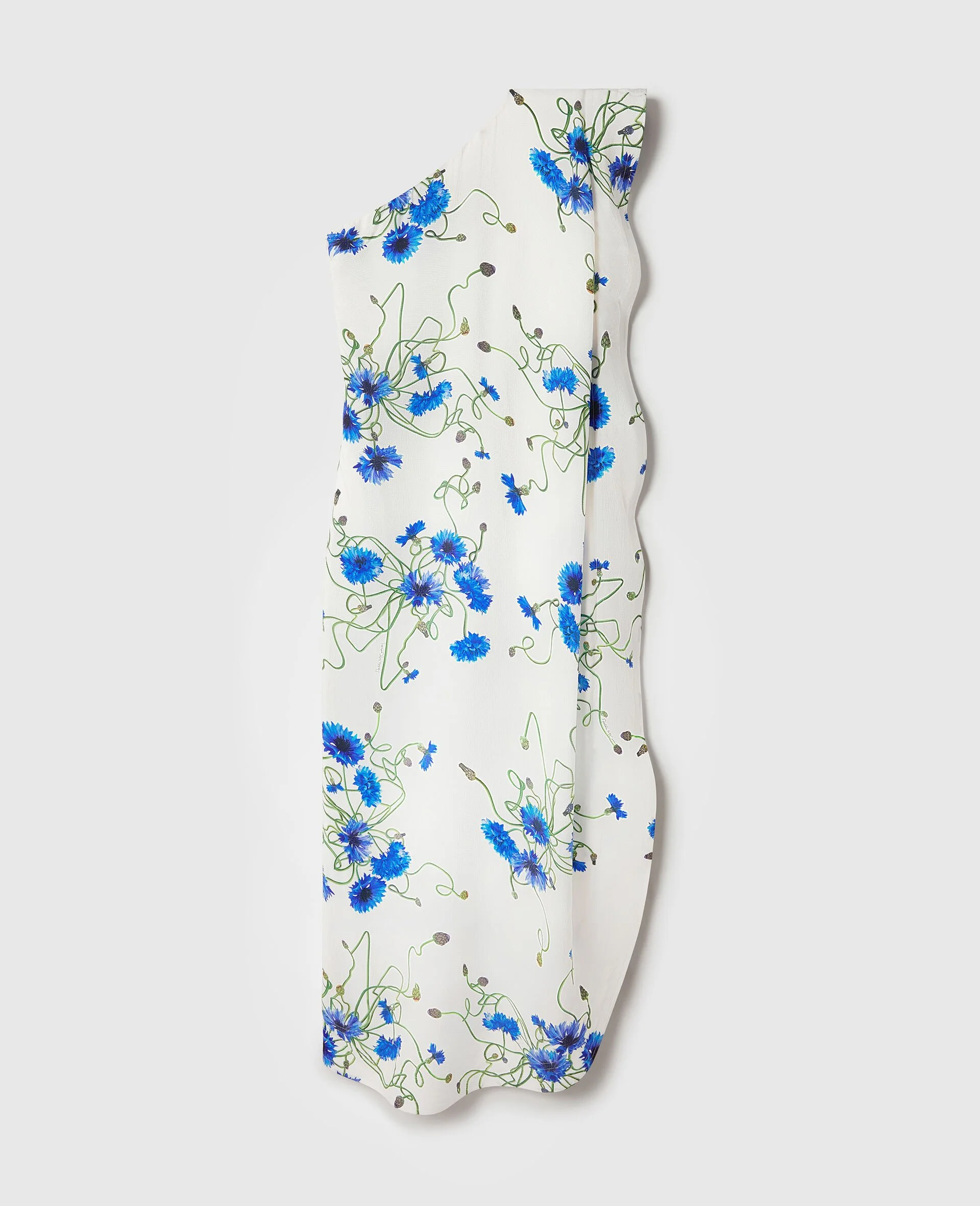 Floral Print Hammered Silk Asymmetric Cocktail Dress - 1
