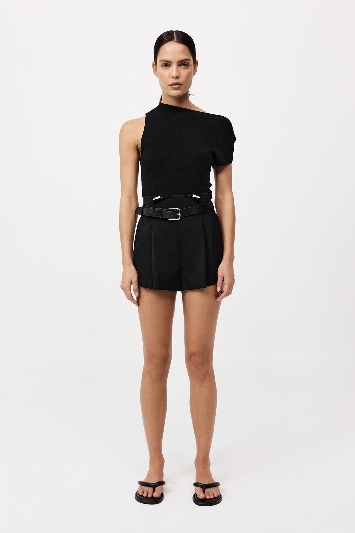 Paperbag Waist Shorts - Black - 5