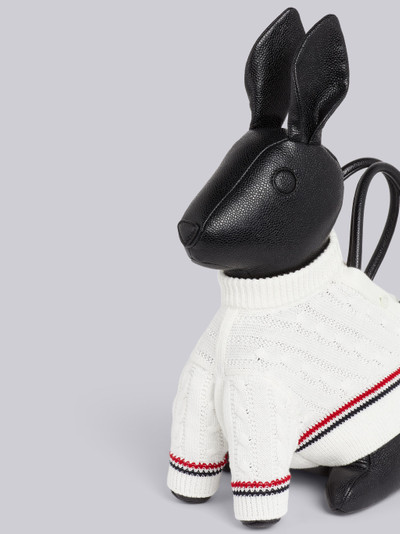 Thom Browne Black Pebbled Calfskin Cotton Aran Cable Sweater Rabbit Bag outlook