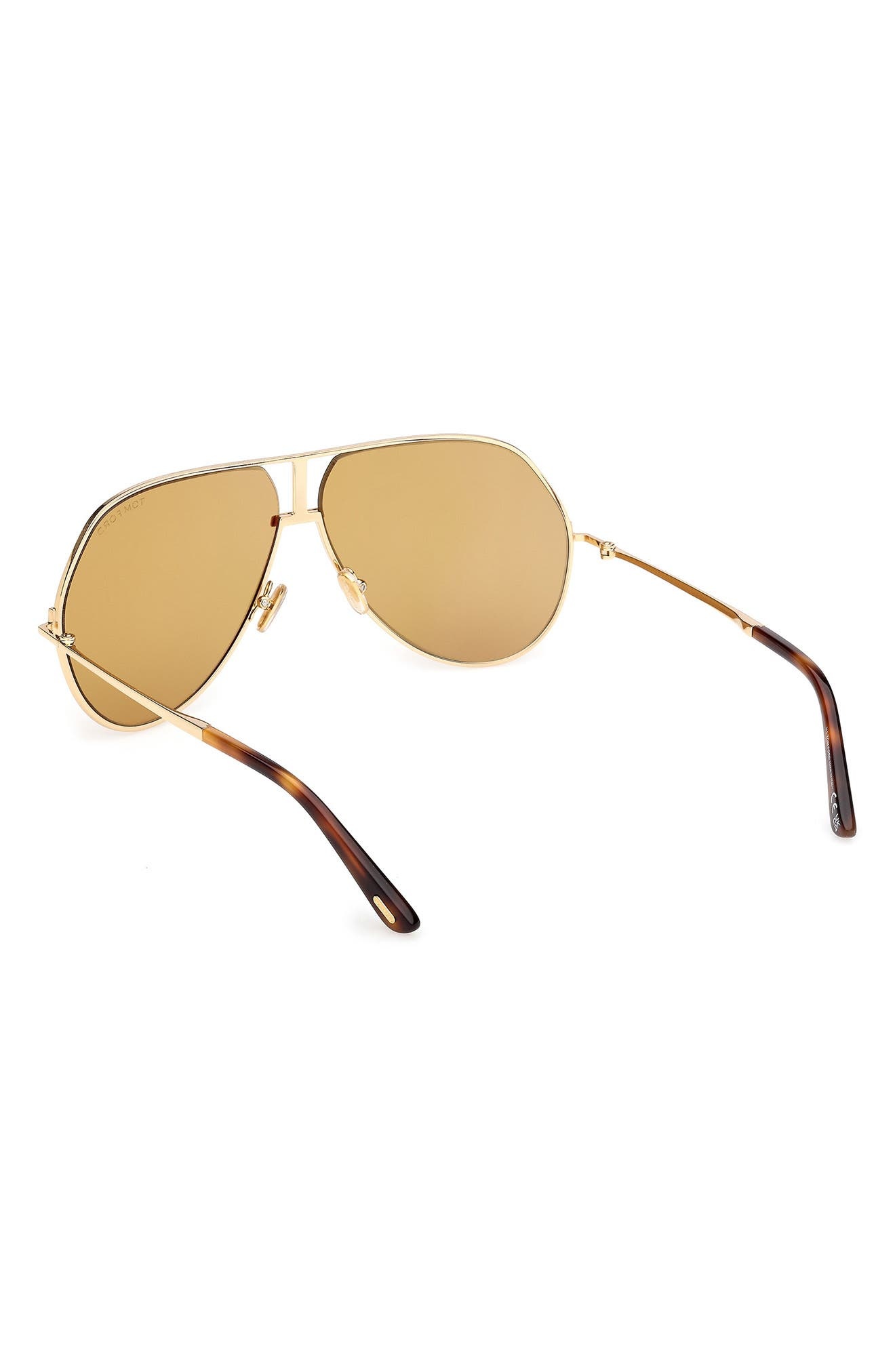 TOM FORD Rickie 63mm Oversize Navigator Sunglasses in Shiny Gold Havana /Vicuna at Nordstrom - 5