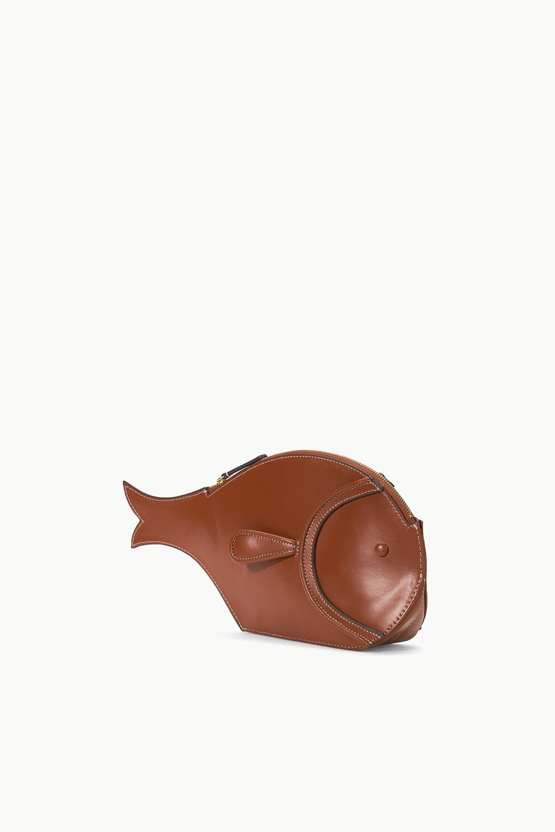 STAUD PESCE LEATHER CLUTCH TAN 3