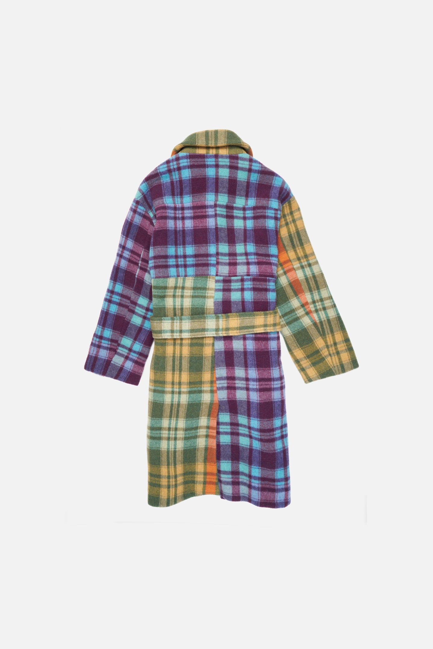 FELT CHECK PATCHWORK COAT - 2