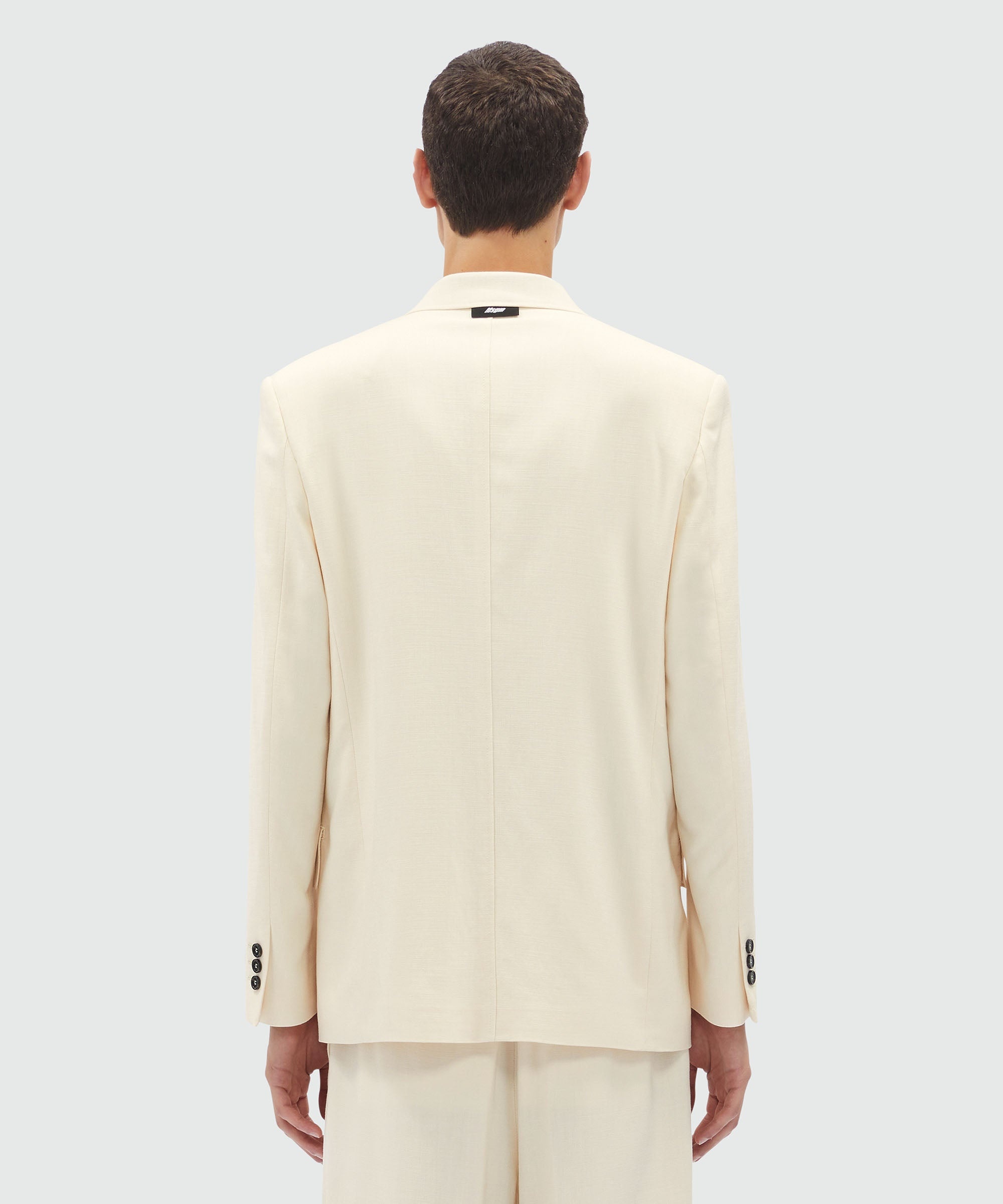 MSGM Tailoring ivory flamed canvas double-breasted blazer - 3