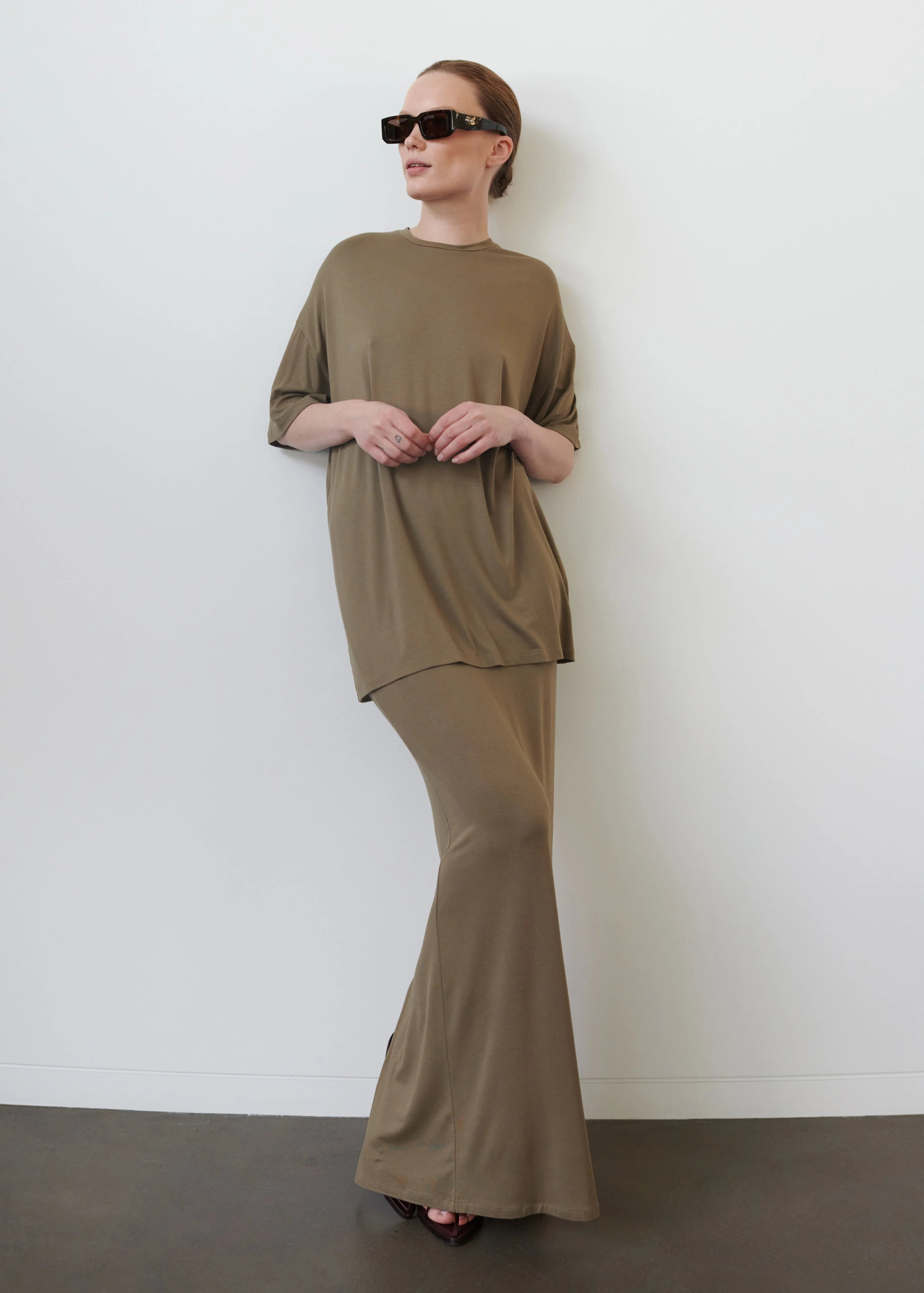 Ella Boxy Tee - Khaki Brown - 1