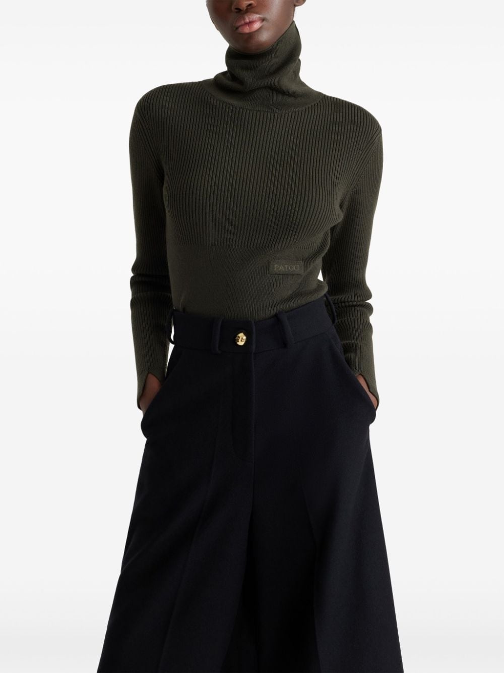 logo-appliquÃ© rib-knit sweater - 4