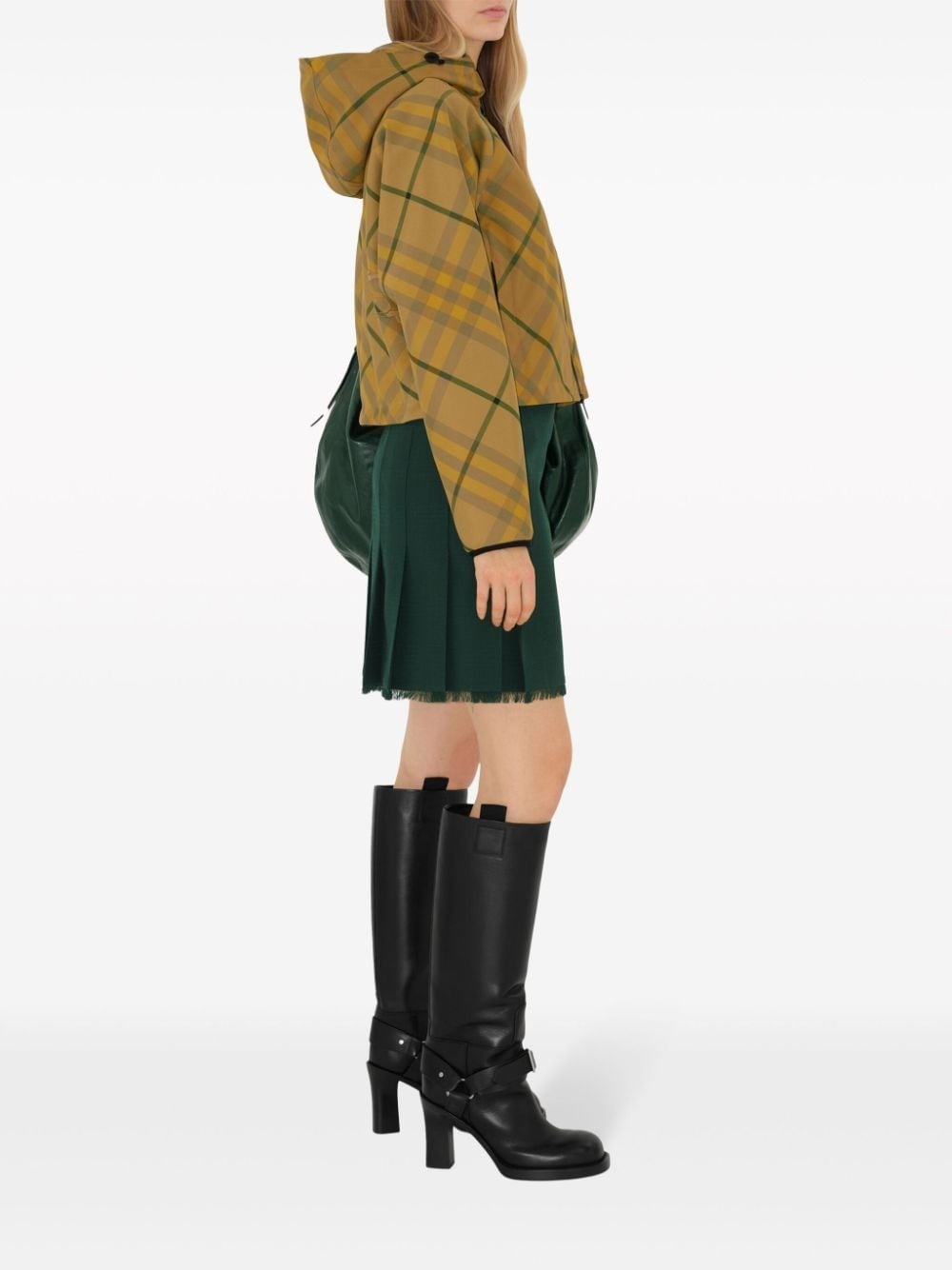 check-pattern zip-up jacket - 3