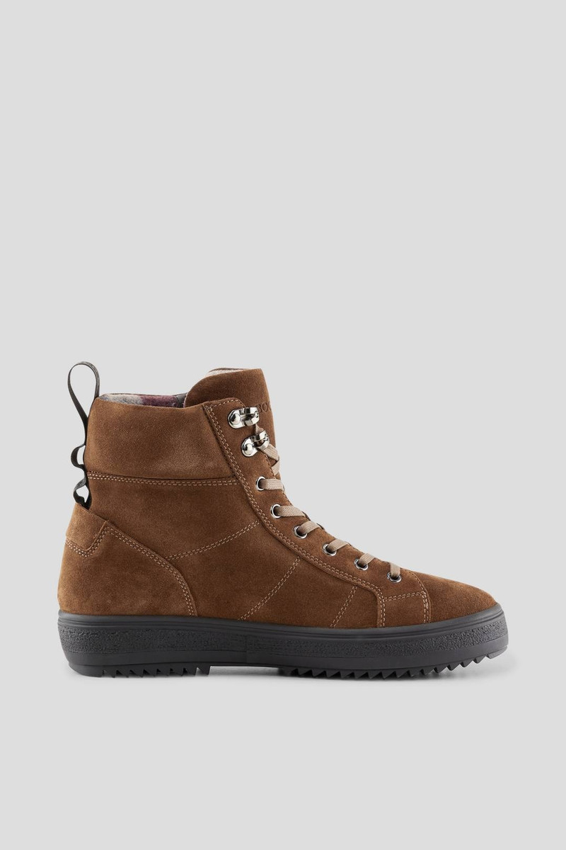BOGNER ANCHORAGE HIGH-TOP SNEAKERS WITH SPIKES IN COGNAC outlook