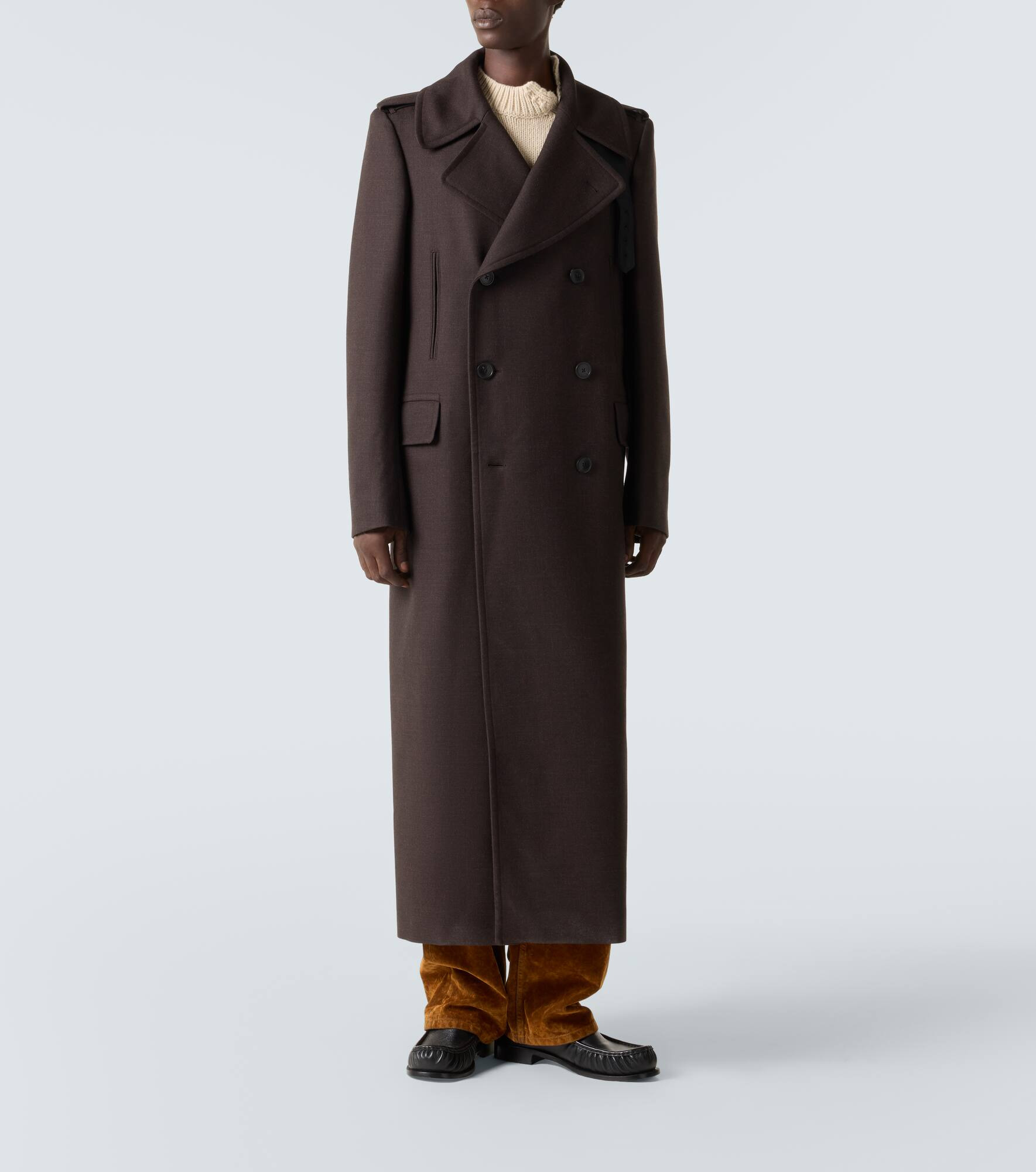 Double-breasted wool-blend coat - 3