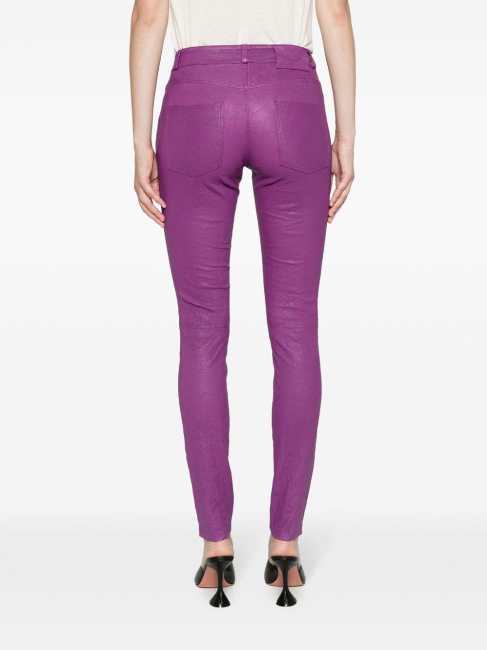 Phlame crinkled leather trousers - 4