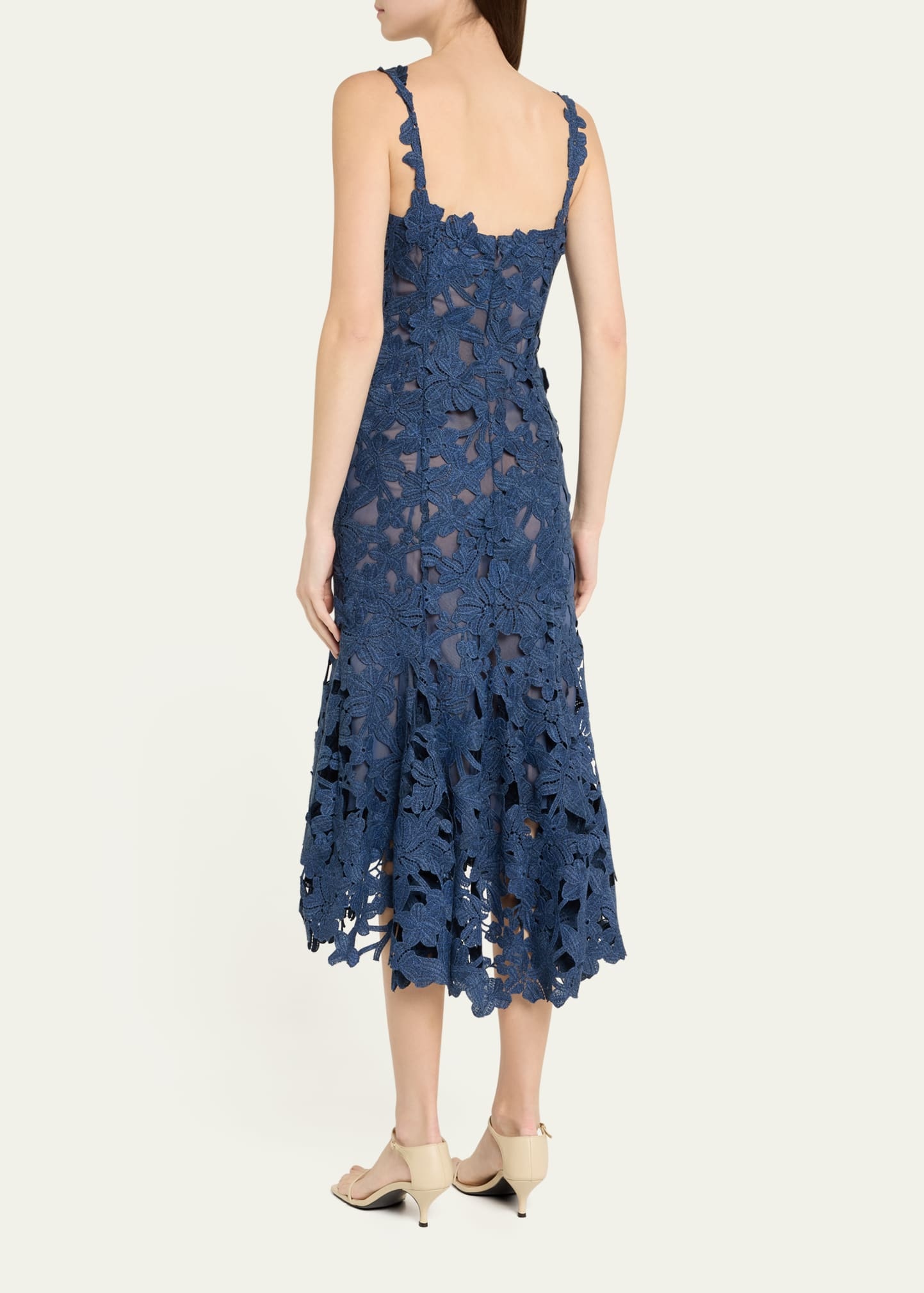 Guipure Asymmetric Trumpet Midi Day Dress - 3