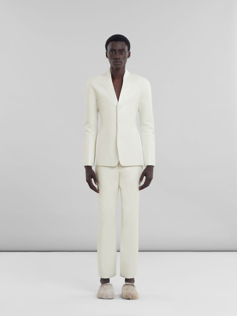 Marni WHITE WOOL AND COATED FABRIC BLAZER outlook