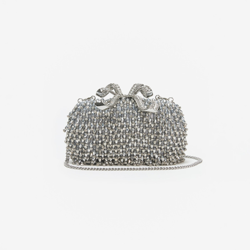 Silver Embellished Bow Clutch 4
