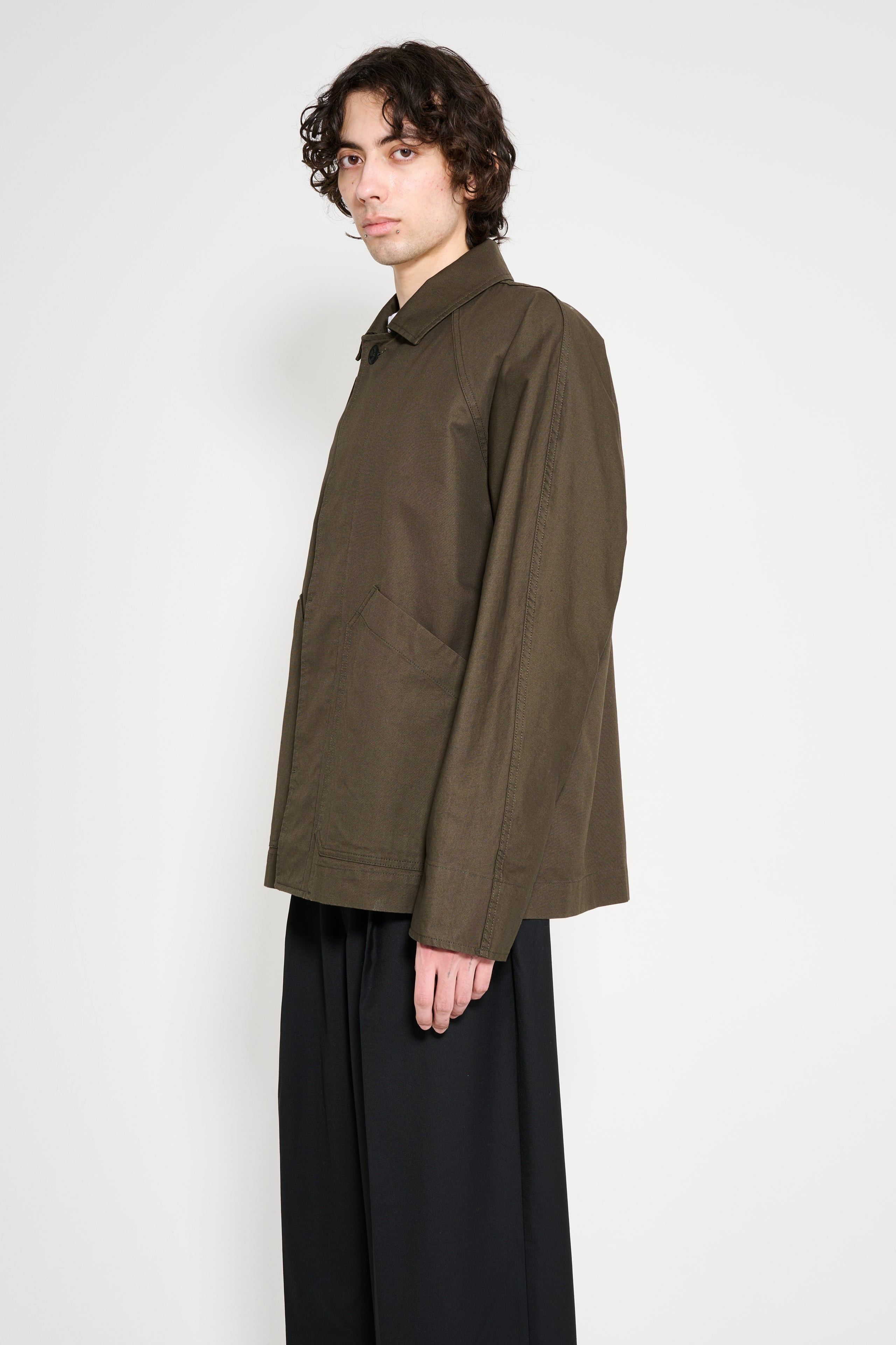 MARGARET HOWELL MHL RAGLAN JACKET COMPACT COTTON CANVAS UNIFORM GREEN - 2