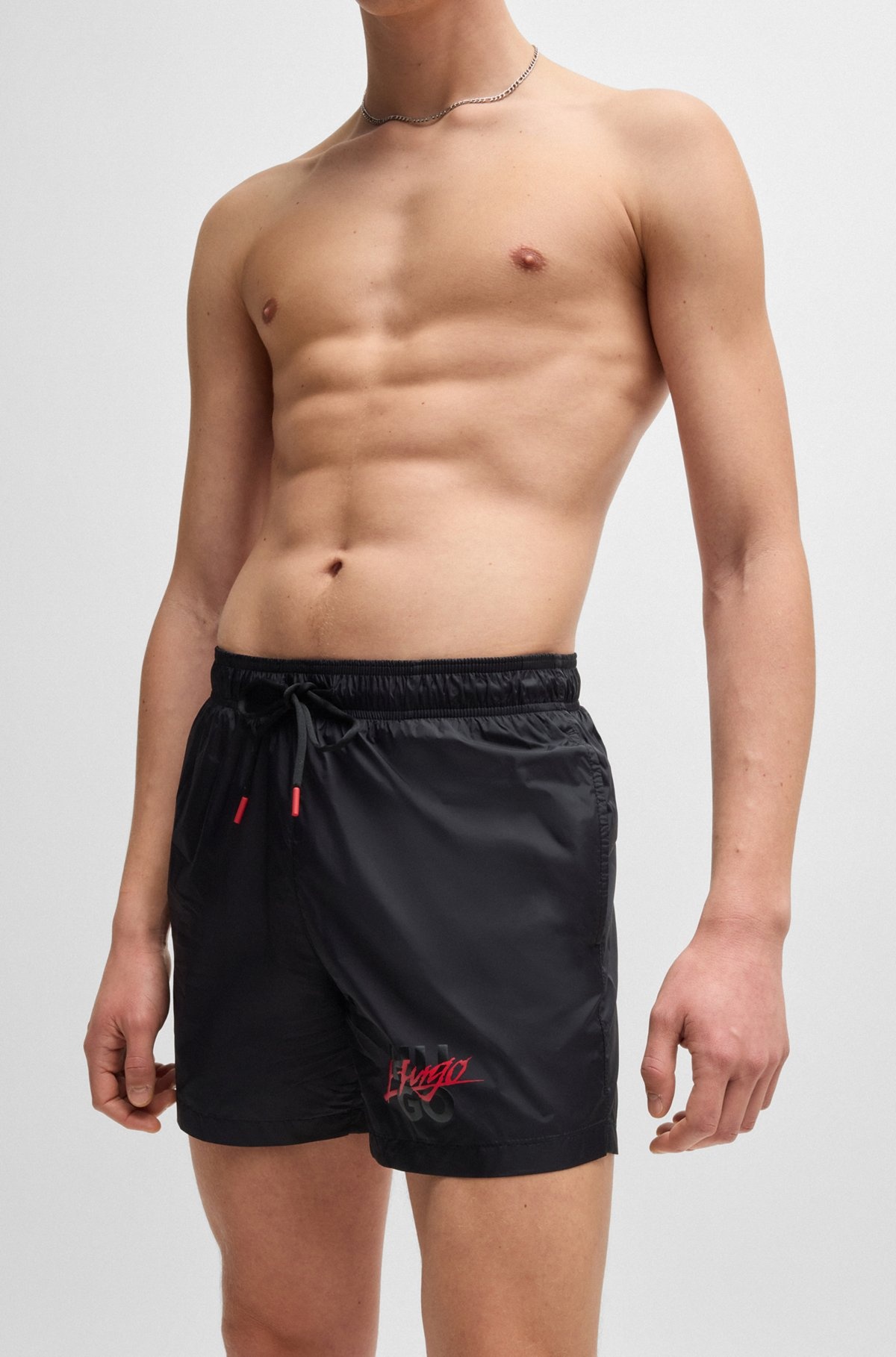 FULLY LINED SWIM SHORTS WITH STACKED LOGO - 3