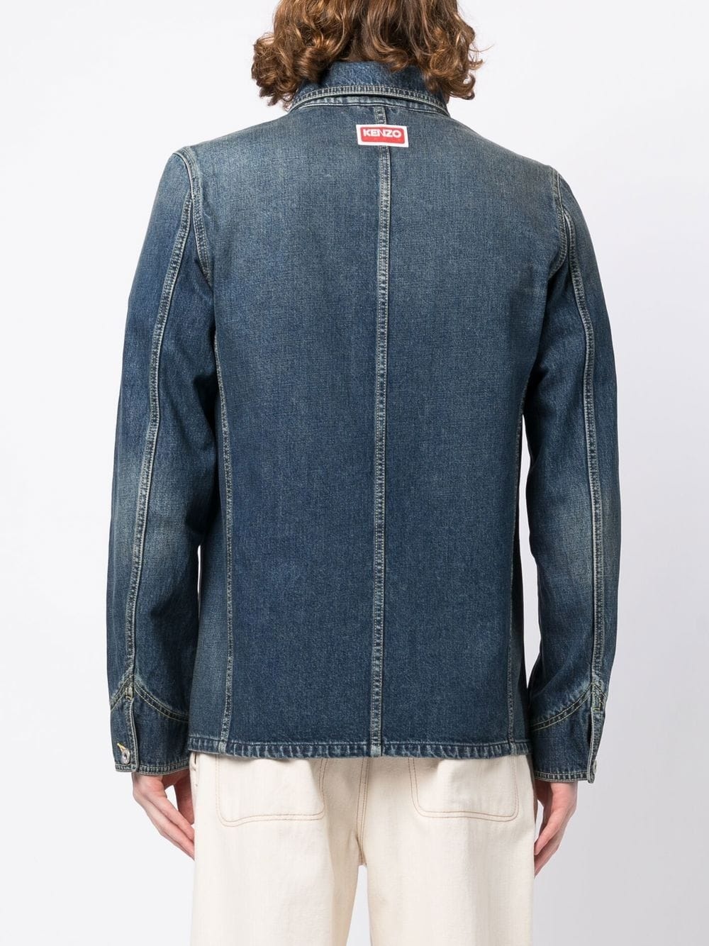 logo-patch denim jacket - 4