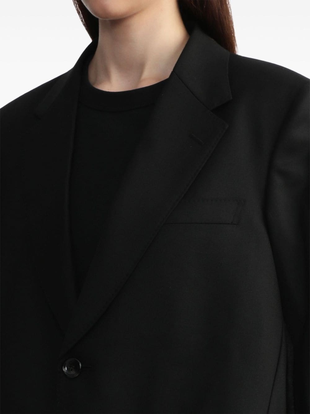 asymmetric panelled single-breasted coat - 5