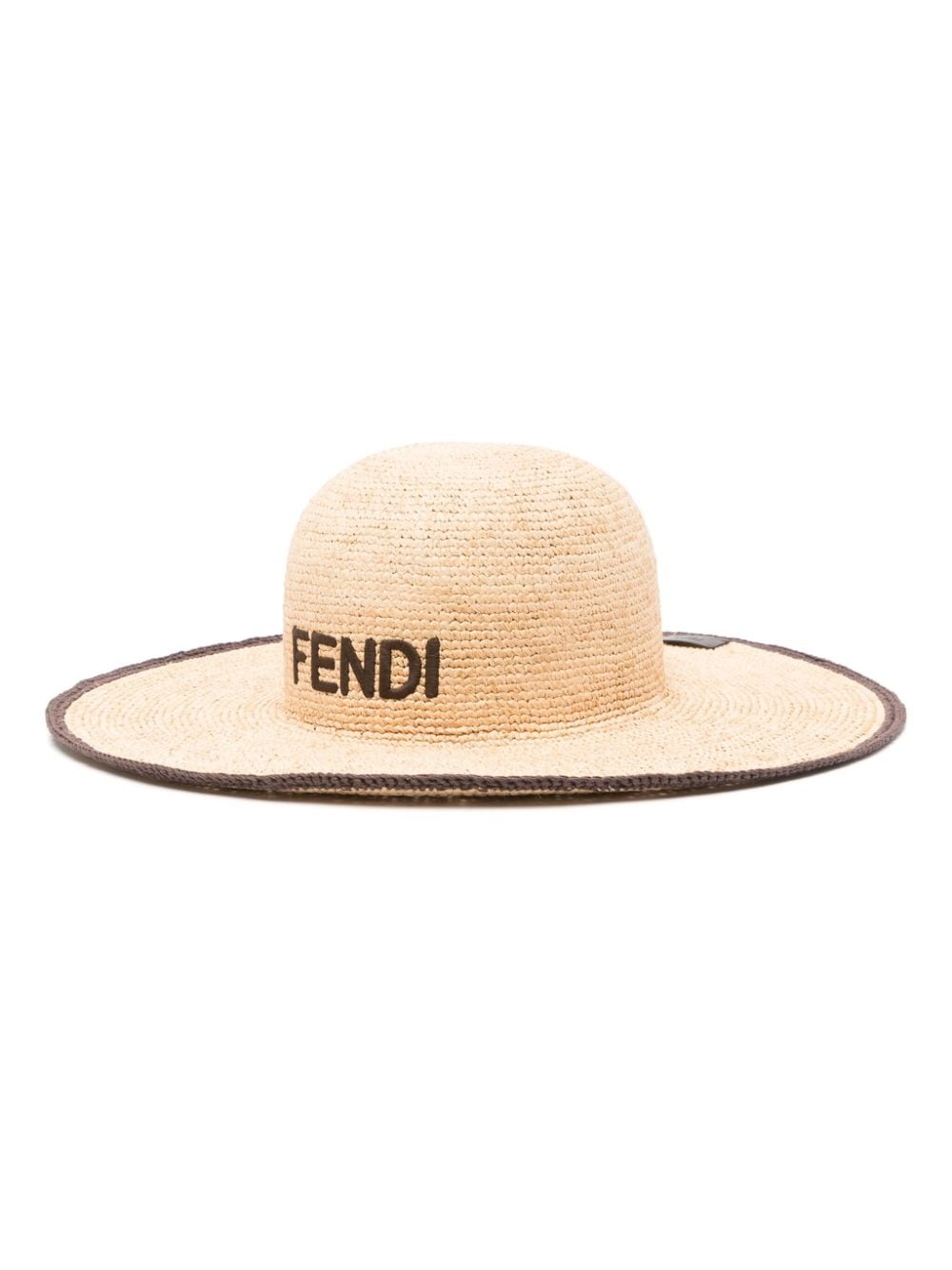 logo-embroidered raffia hat - 1