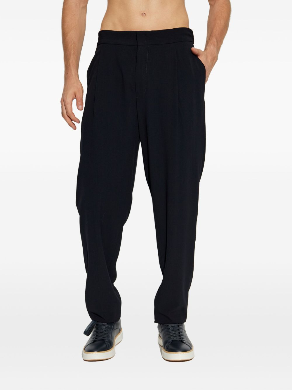 pleated wool straight-leg trousers - 3
