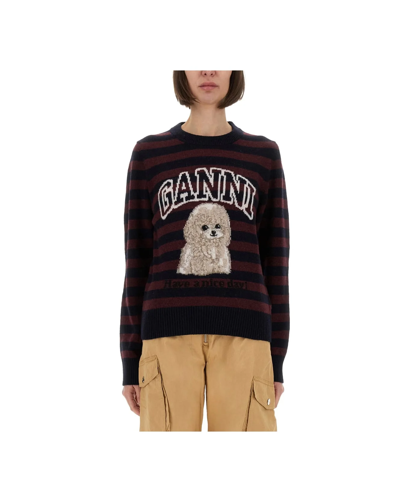 Striped Shirt With Poodle - 1