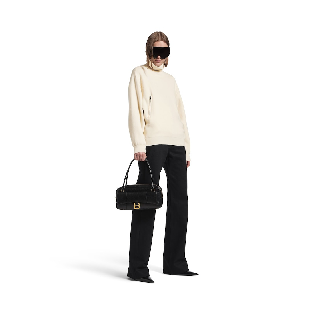 Women's Back-to-front High Neck Sweater in Off White - 2