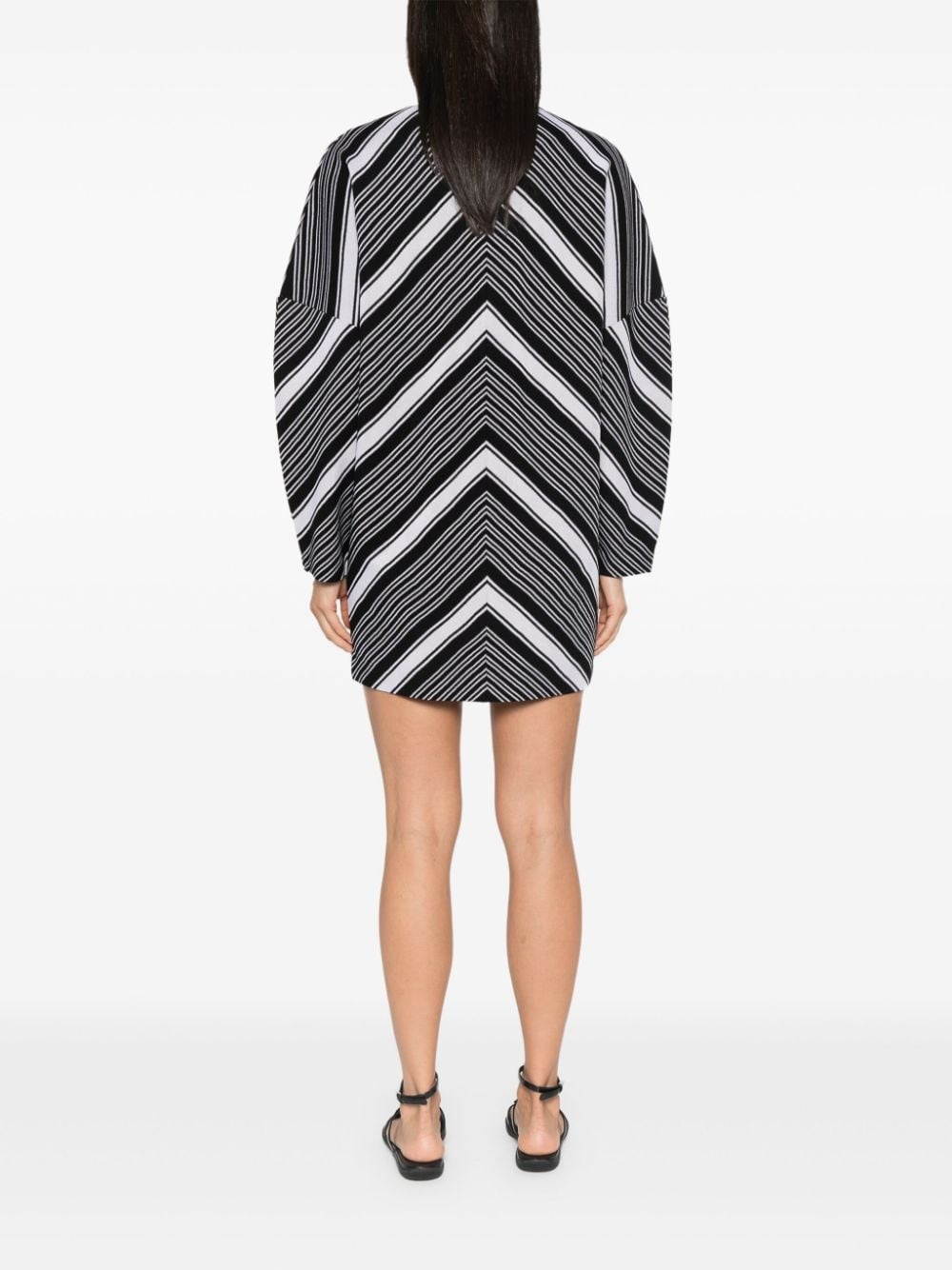 plunging V-neck oversized-sleeve mini dress - 4