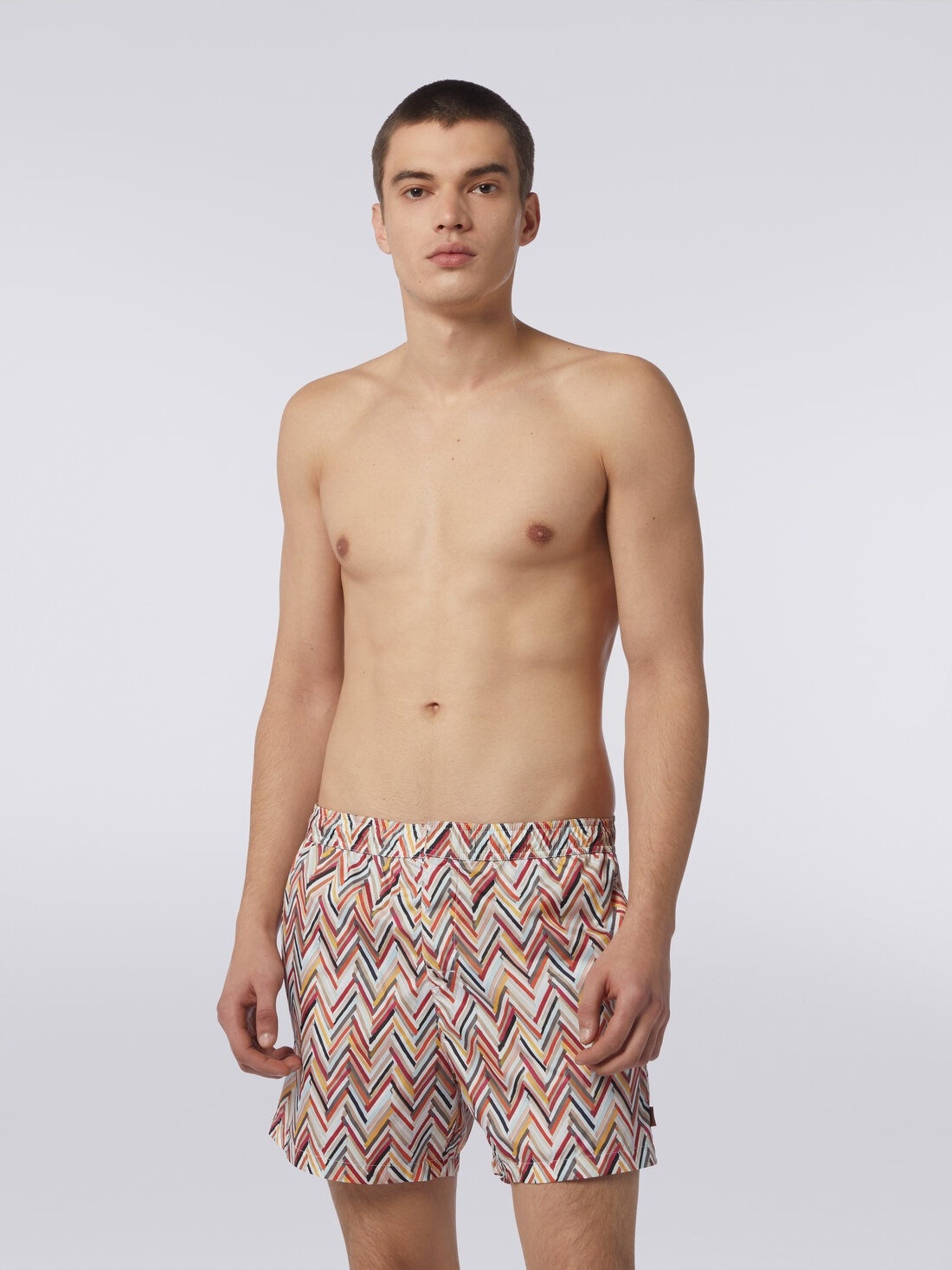 Swimming trunks with brushstroke effect zigzag print - 2