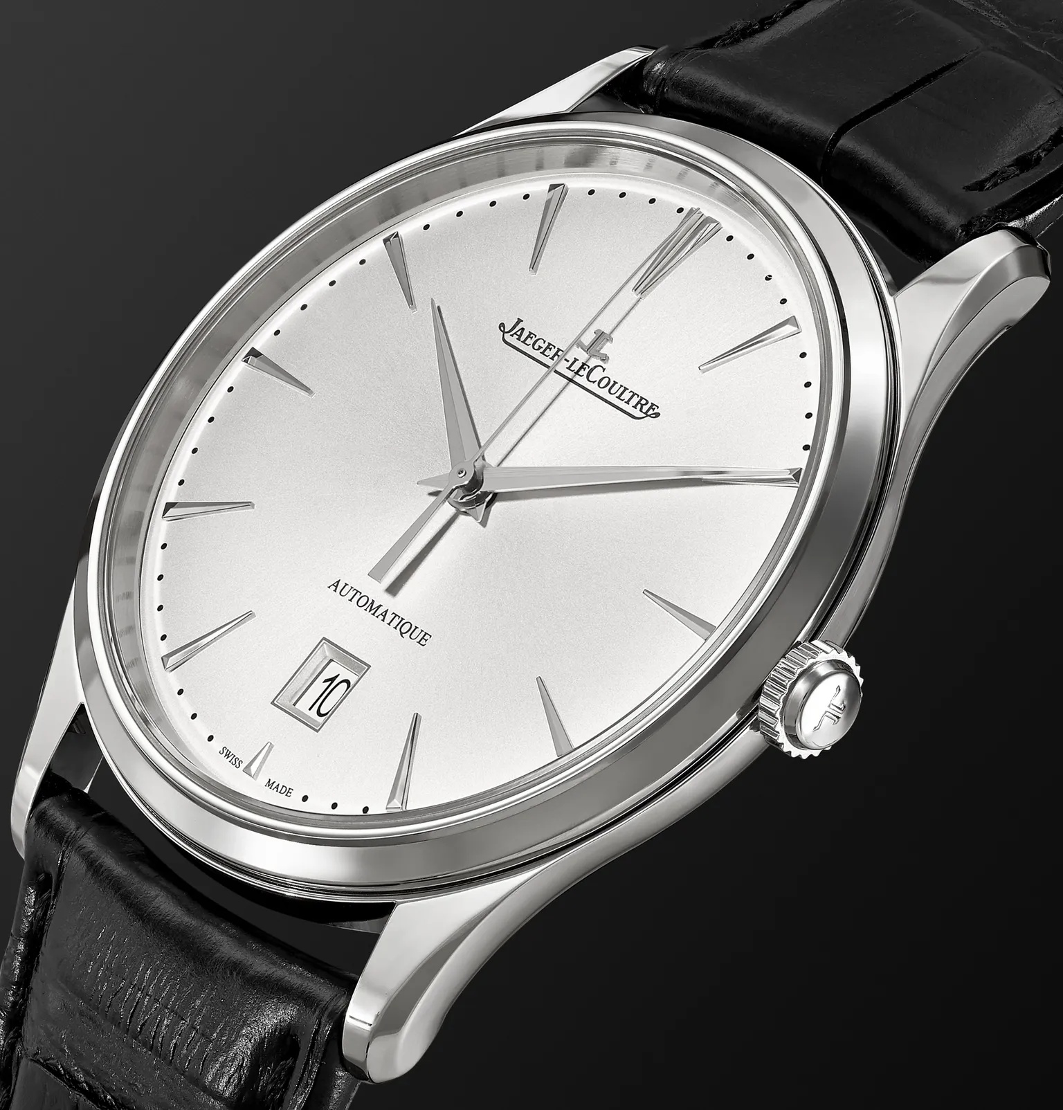 Master Ultra Thin Date Automatic 39mm Stainless Steel and Alligator Watch, Ref. No. 1238420 - 4