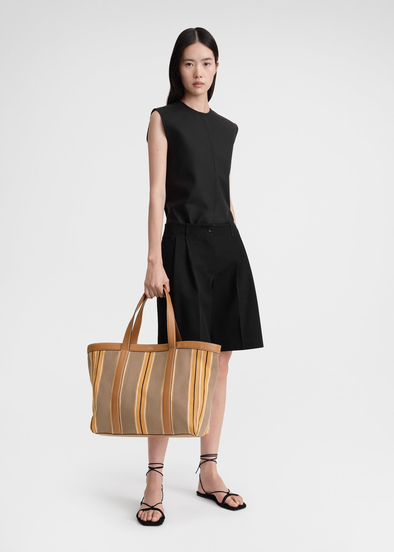 Totême Striped canvas tote caramel/cornsilk outlook
