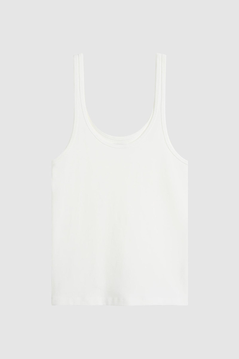 Soft Jersey Slim Scoop Tank - White 1