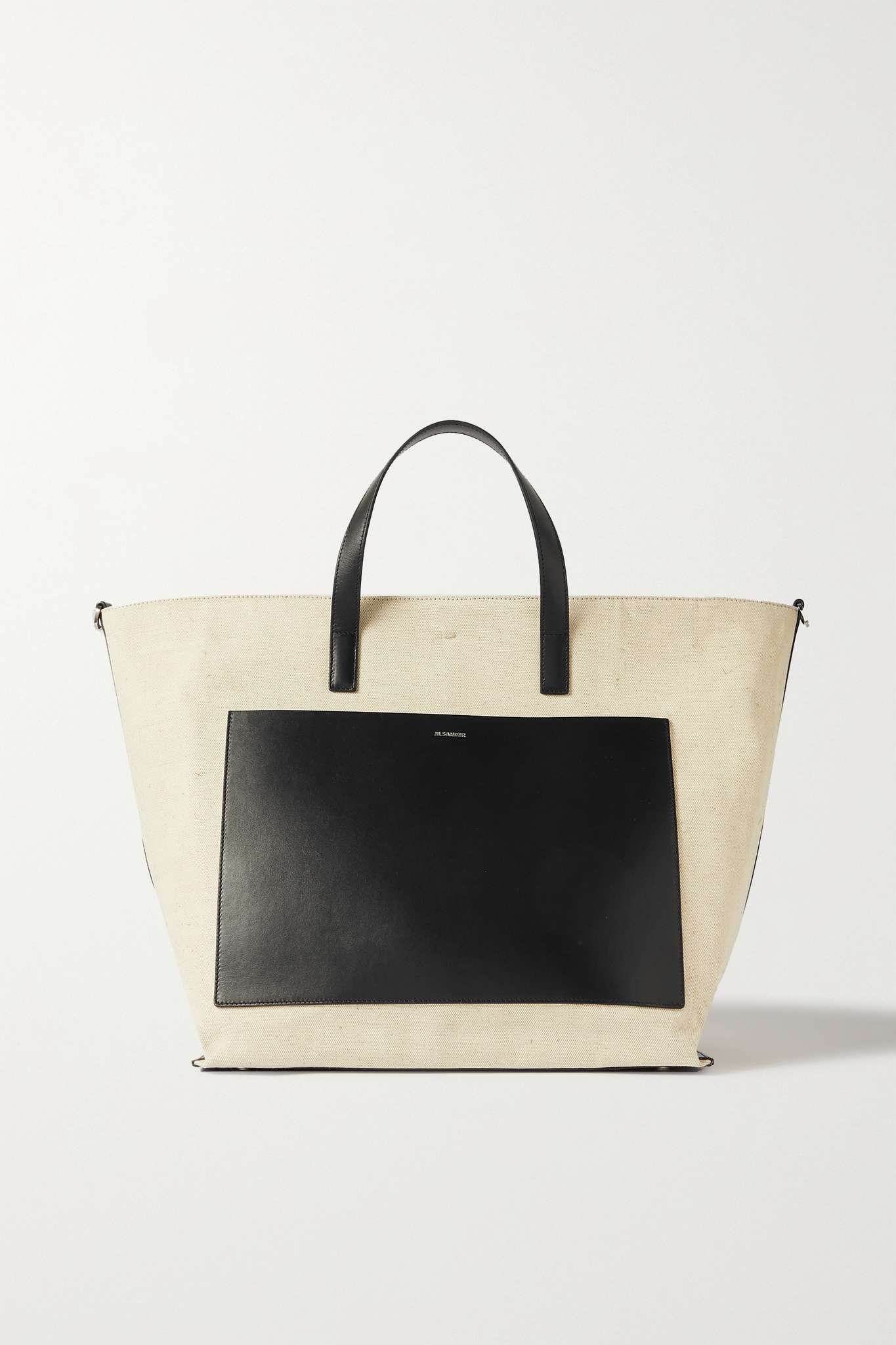 Medium leather-trimmed canvas tote - 1