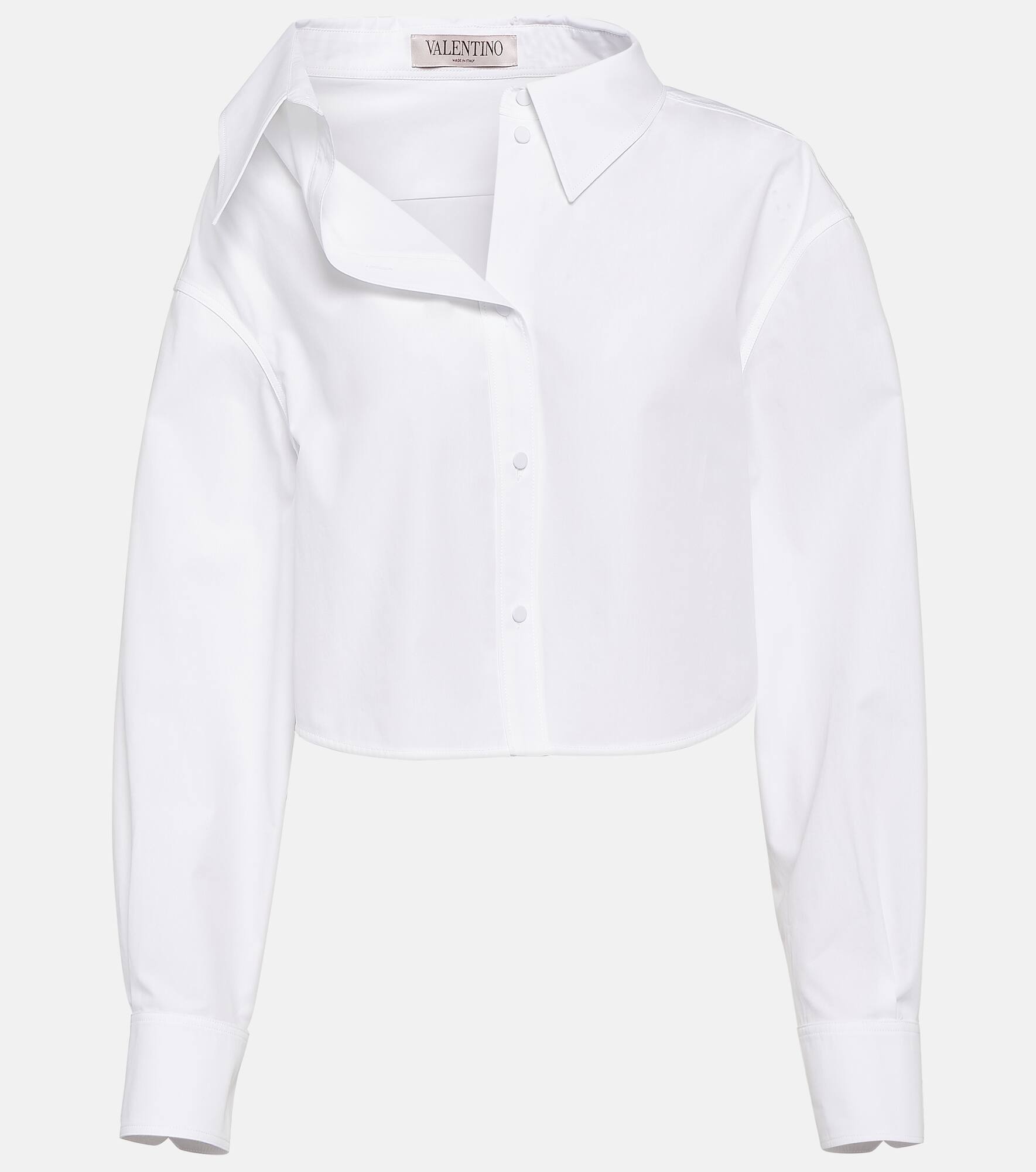 Asymmetric cropped cotton shirt - 1
