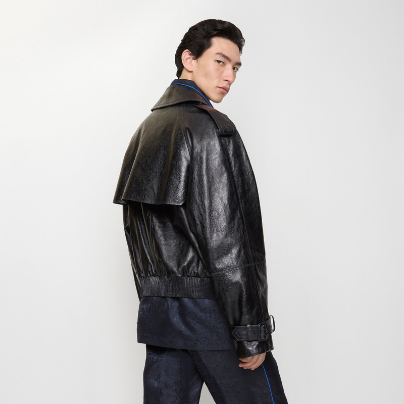 Cropped Embossed Leather Trench Jacket 3