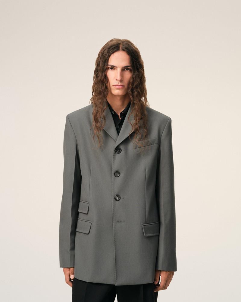 GREY NEW WOOL SINGLE BREASTED STRAIGHT JACKET 3