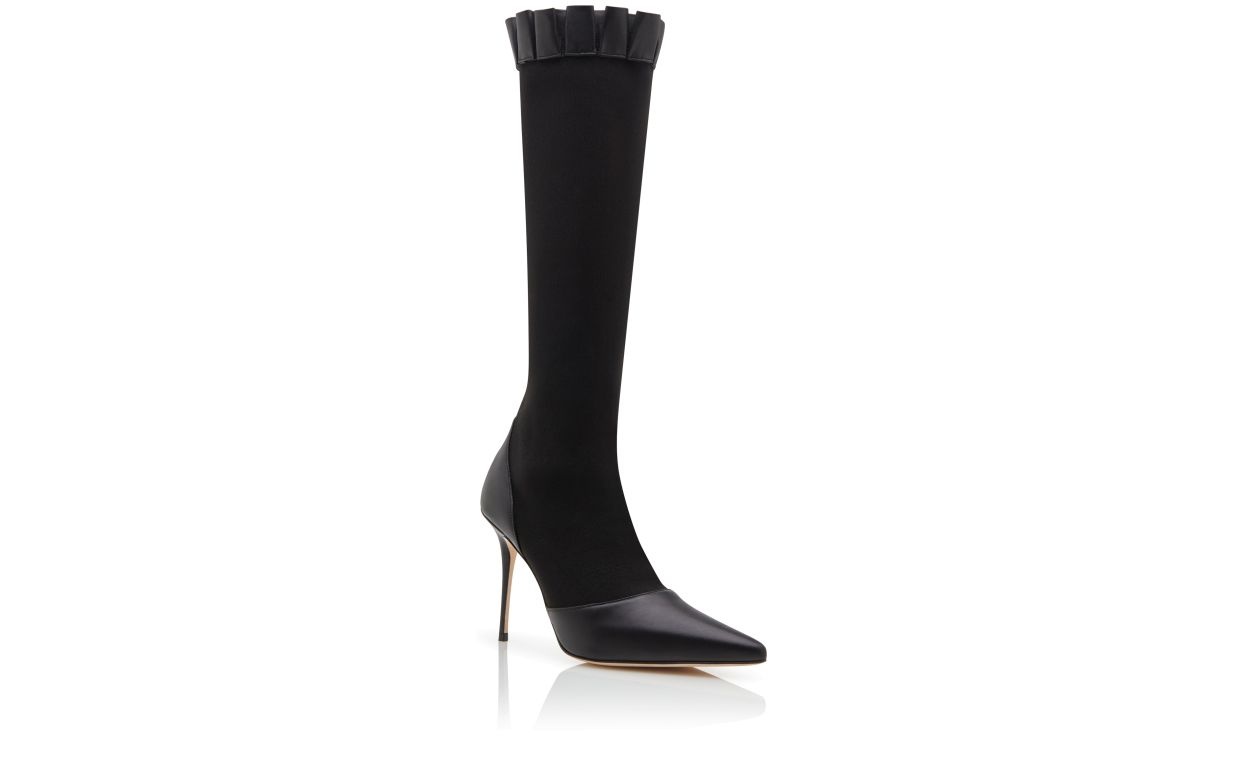 Black Nappa Leather Knee High Boots - 3