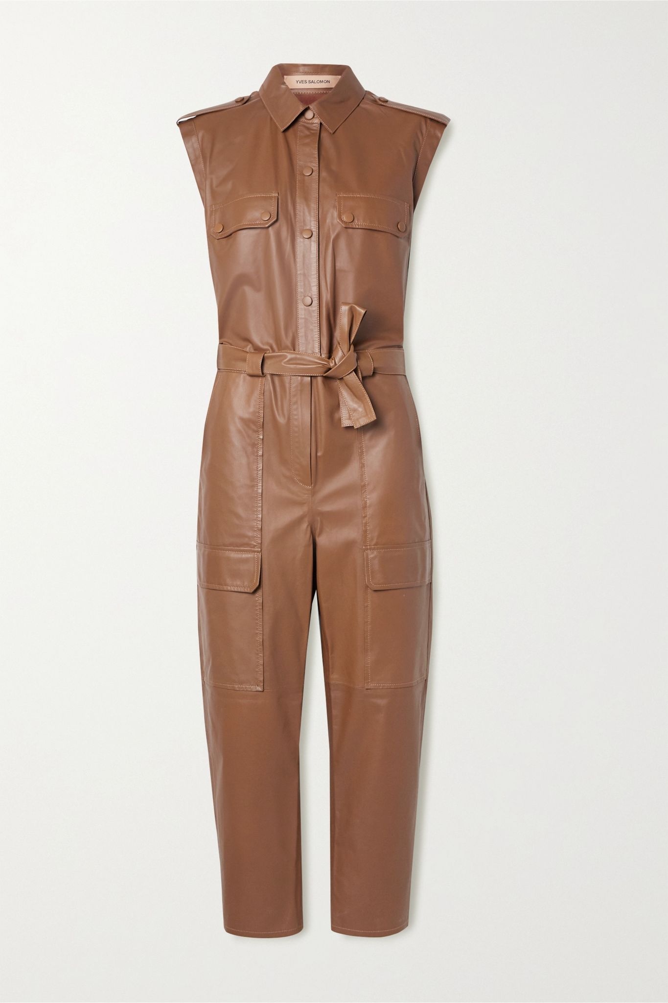 Belted leather jumpsuit - 1