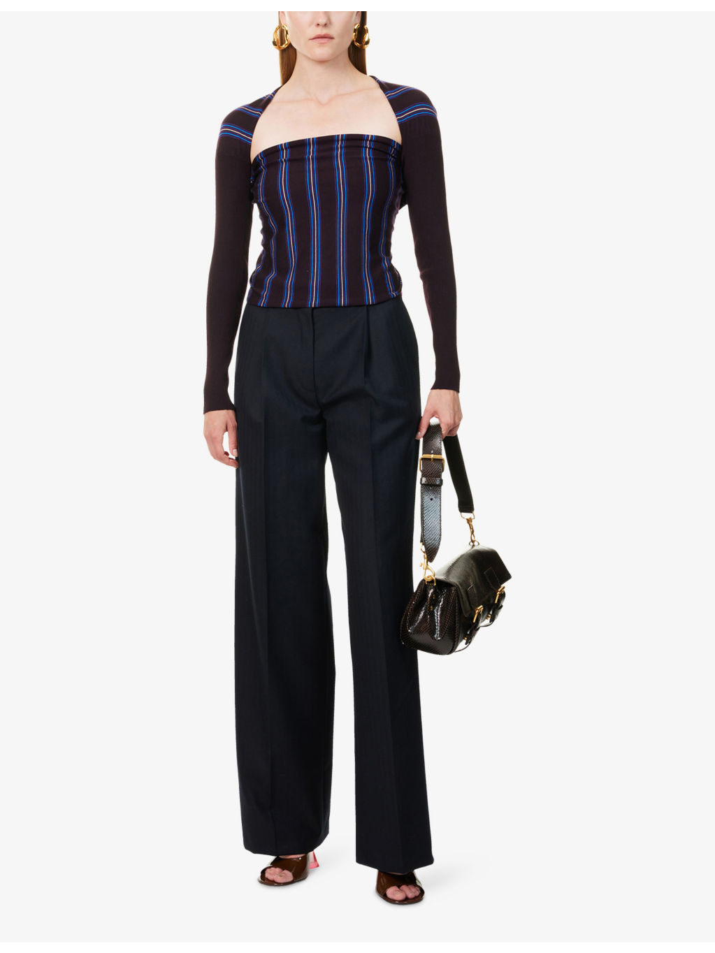 Striped Cropped Wool Top - 2